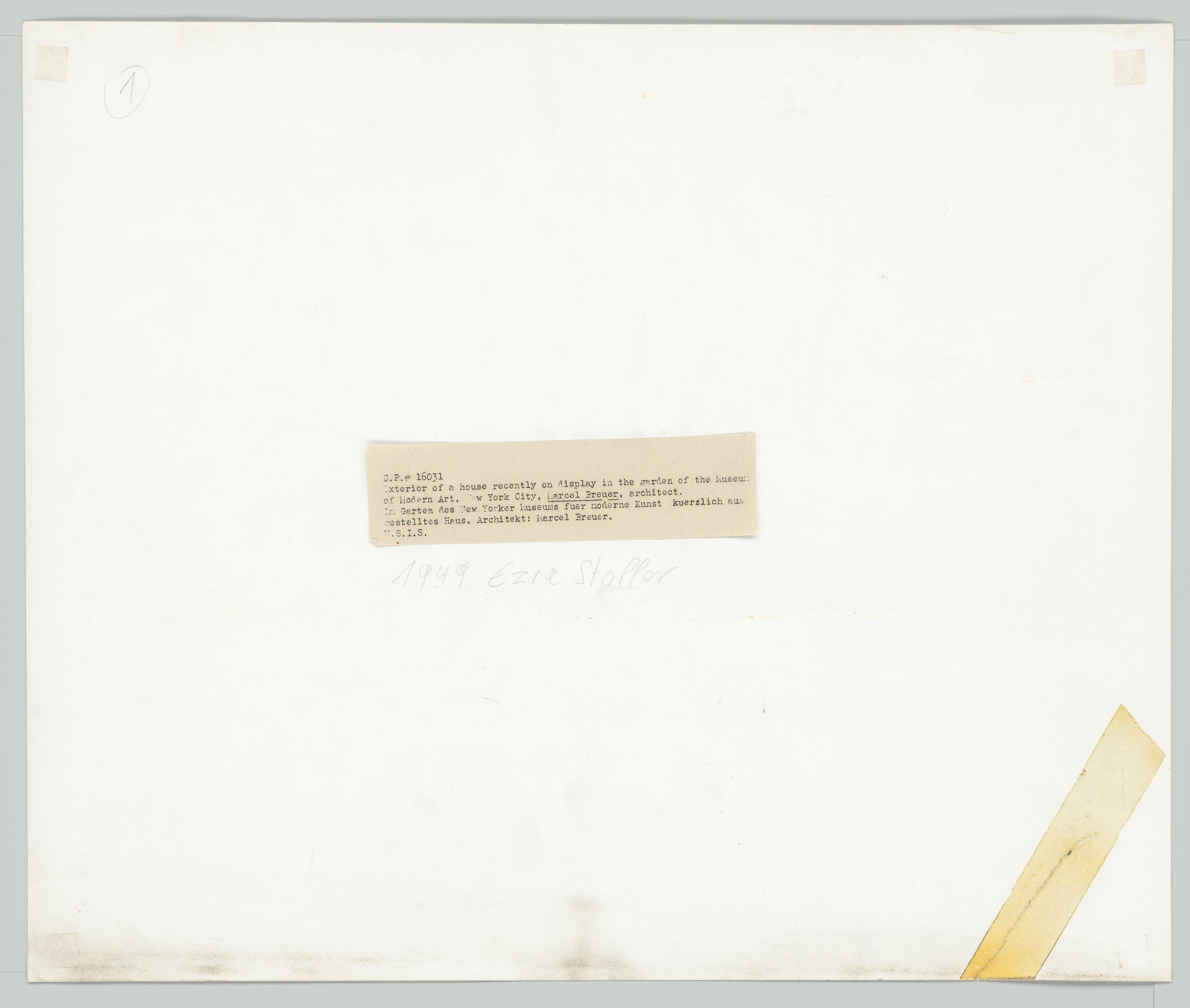 This picture shows the following artwork: Ezra Stoller. The House in the Museum Garden, Museum of Modern Art / Marcel Breuer (1949), New York, NY. 1949.