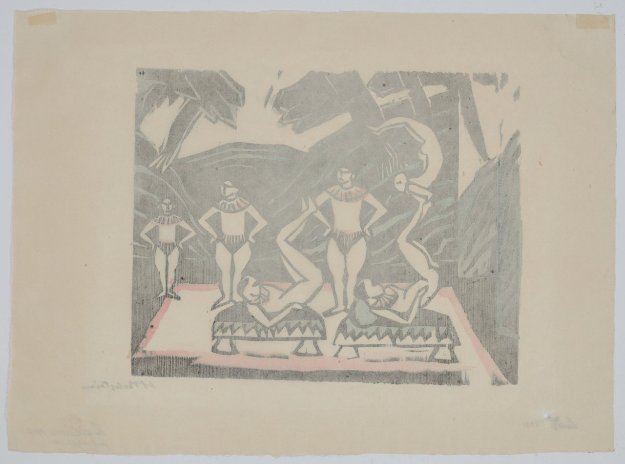 Auf diesem Bild ist das folgende Kunstwerk zu sehen: Max Pechstein. „Akrobaten III“. 1912/18.