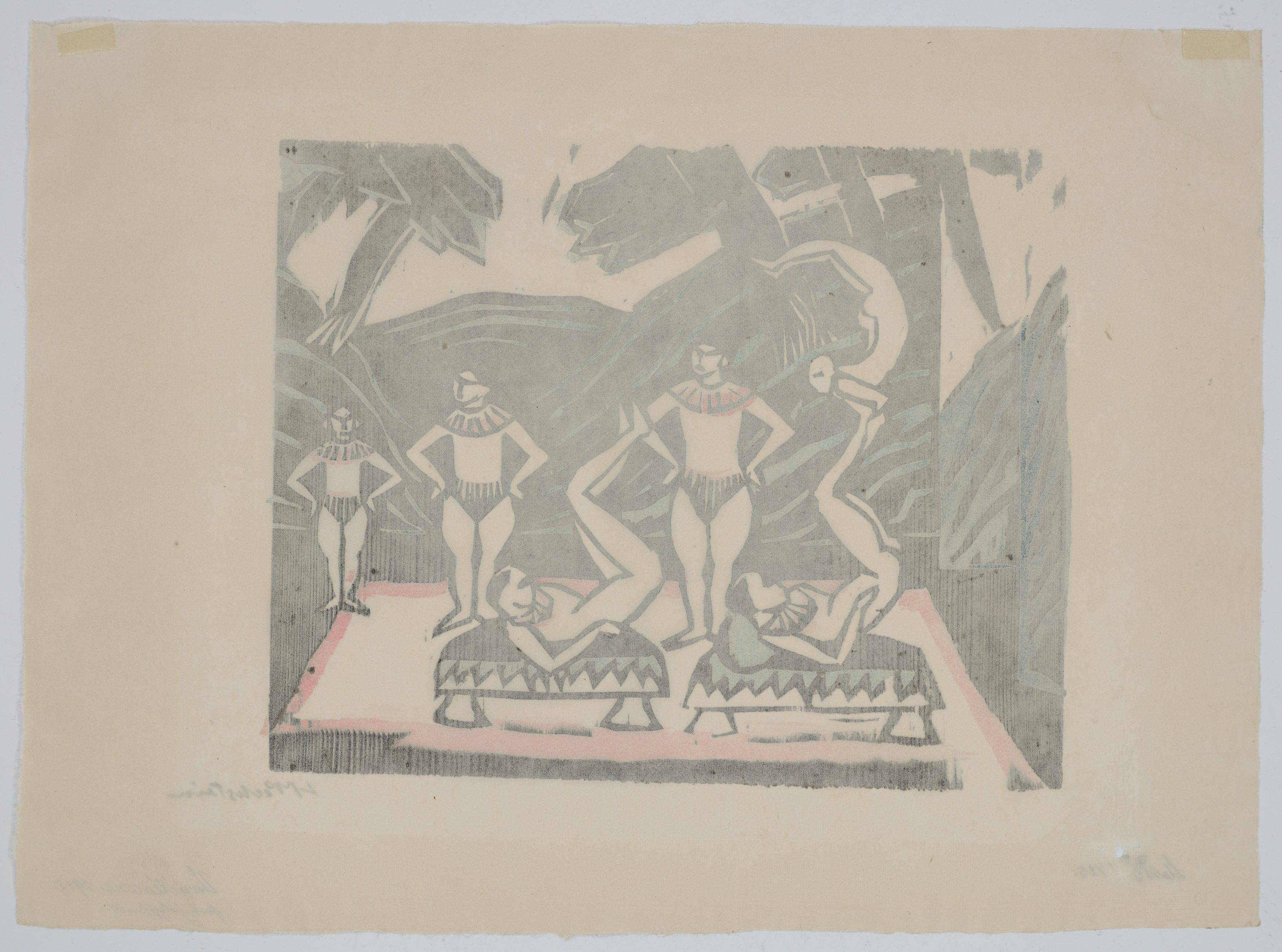 Auf diesem Bild ist das folgende Kunstwerk zu sehen: Max Pechstein. „Akrobaten III“. 1912/18.