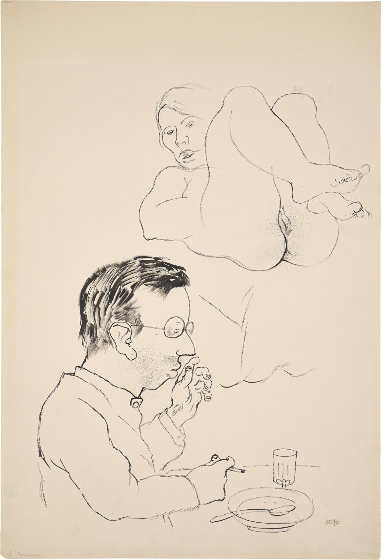 This picture shows the following artwork: George Grosz. ”Träumer” (Porträt Rudolf Schlichter, mit Modell). 1920s.