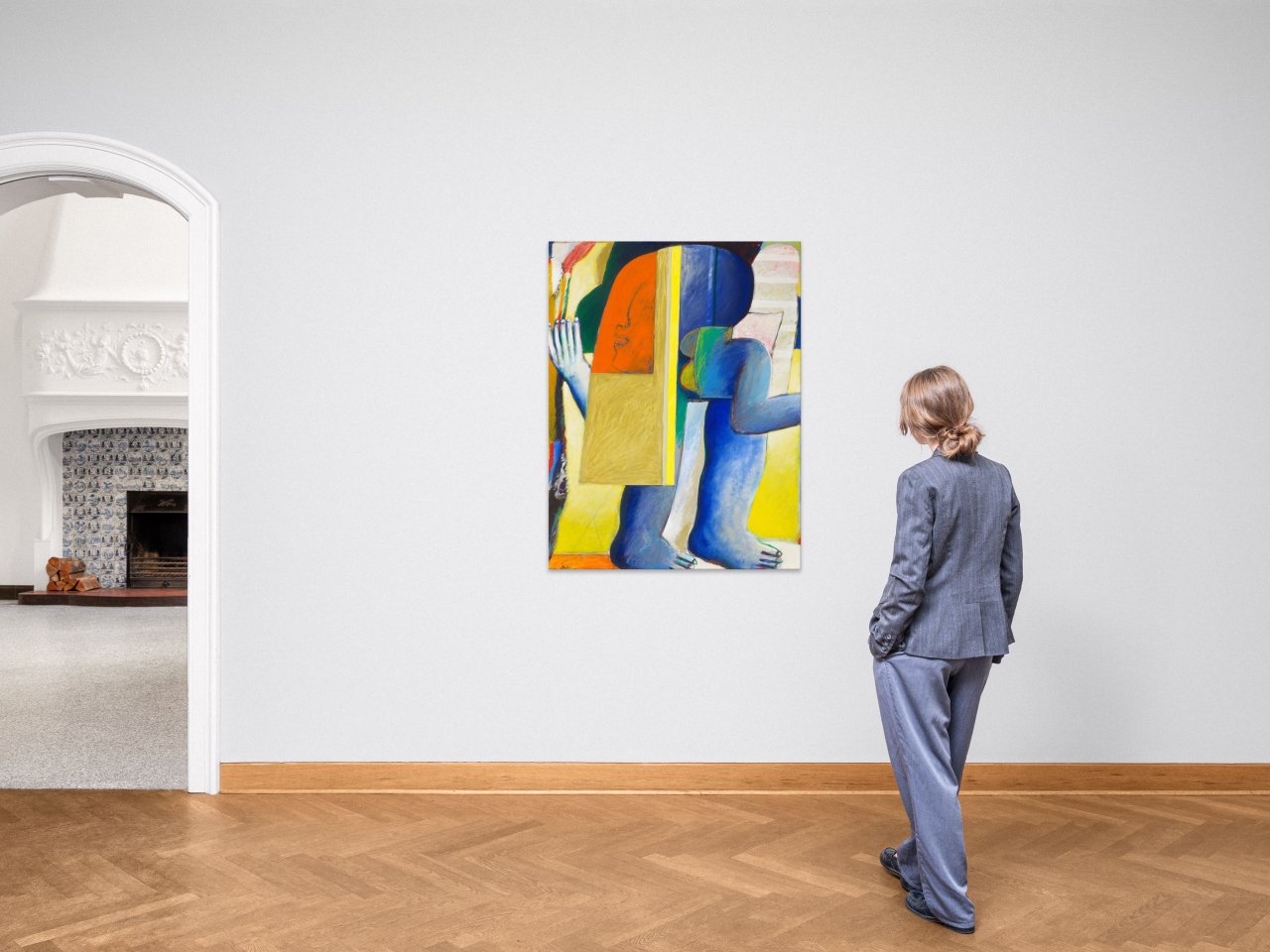 Auf diesem Bild ist das folgende Kunstwerk zu sehen: Horst Antes. „Rot im blauen Mann“. 1965.