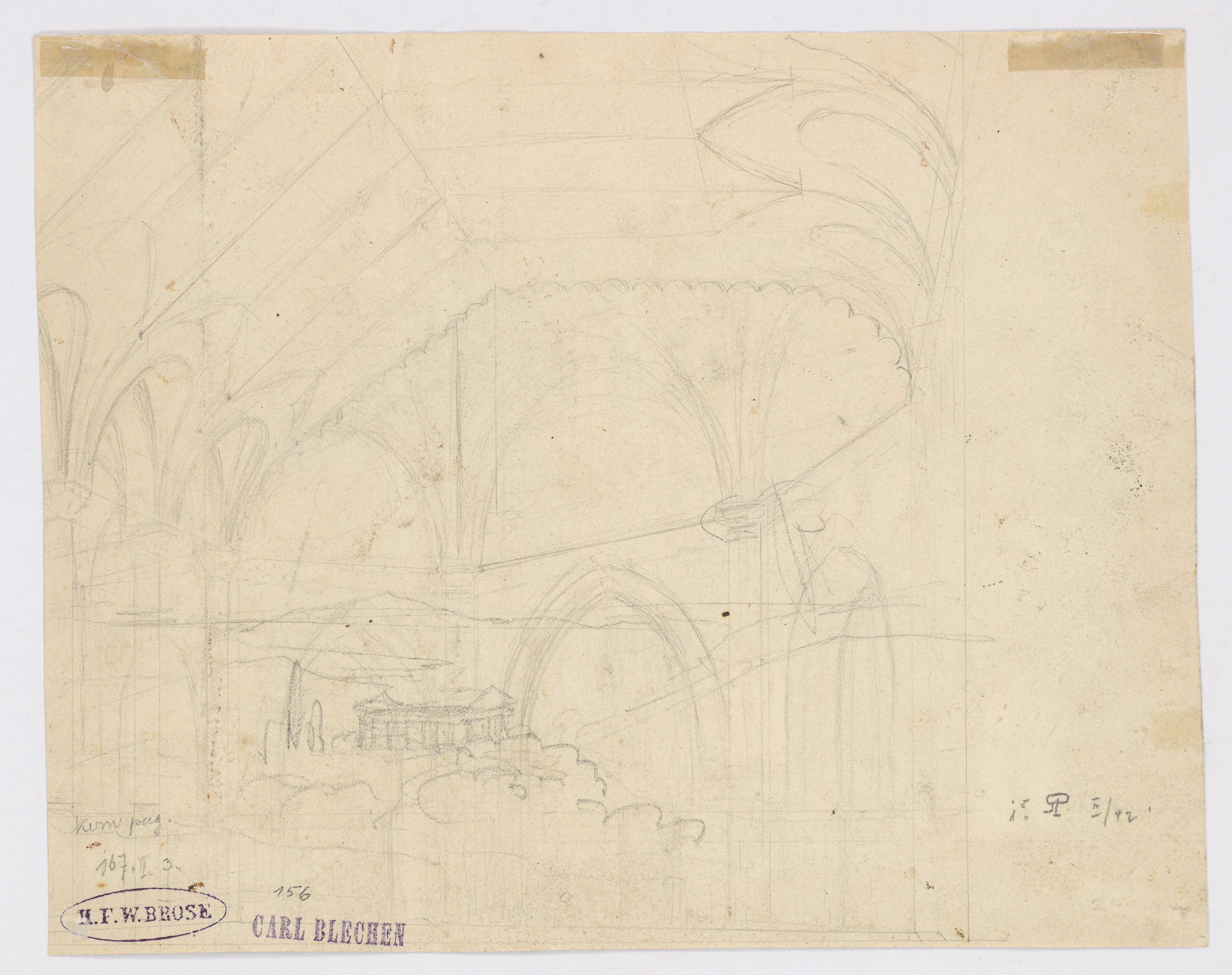 This picture shows the following artwork: Carl Blechen. ”Gotische Kirchenruine im Walde”. 1820er-Jahre.