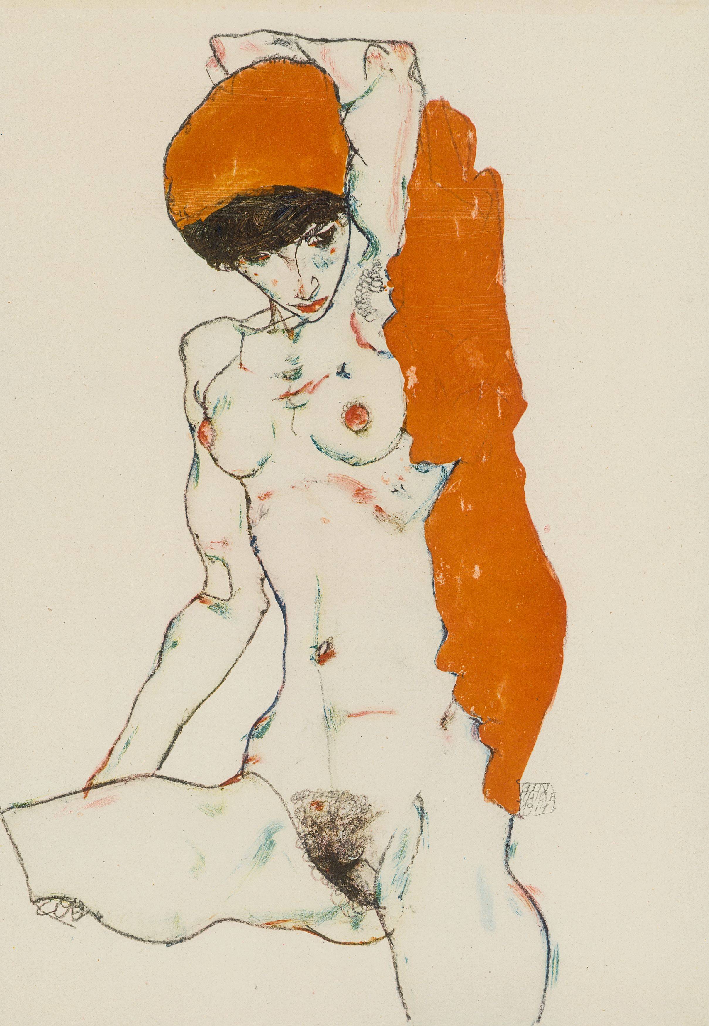 Auf diesem Bild ist das folgende Kunstwerk zu sehen: Egon Schiele. Handzeichnungen. 1910-18/20.