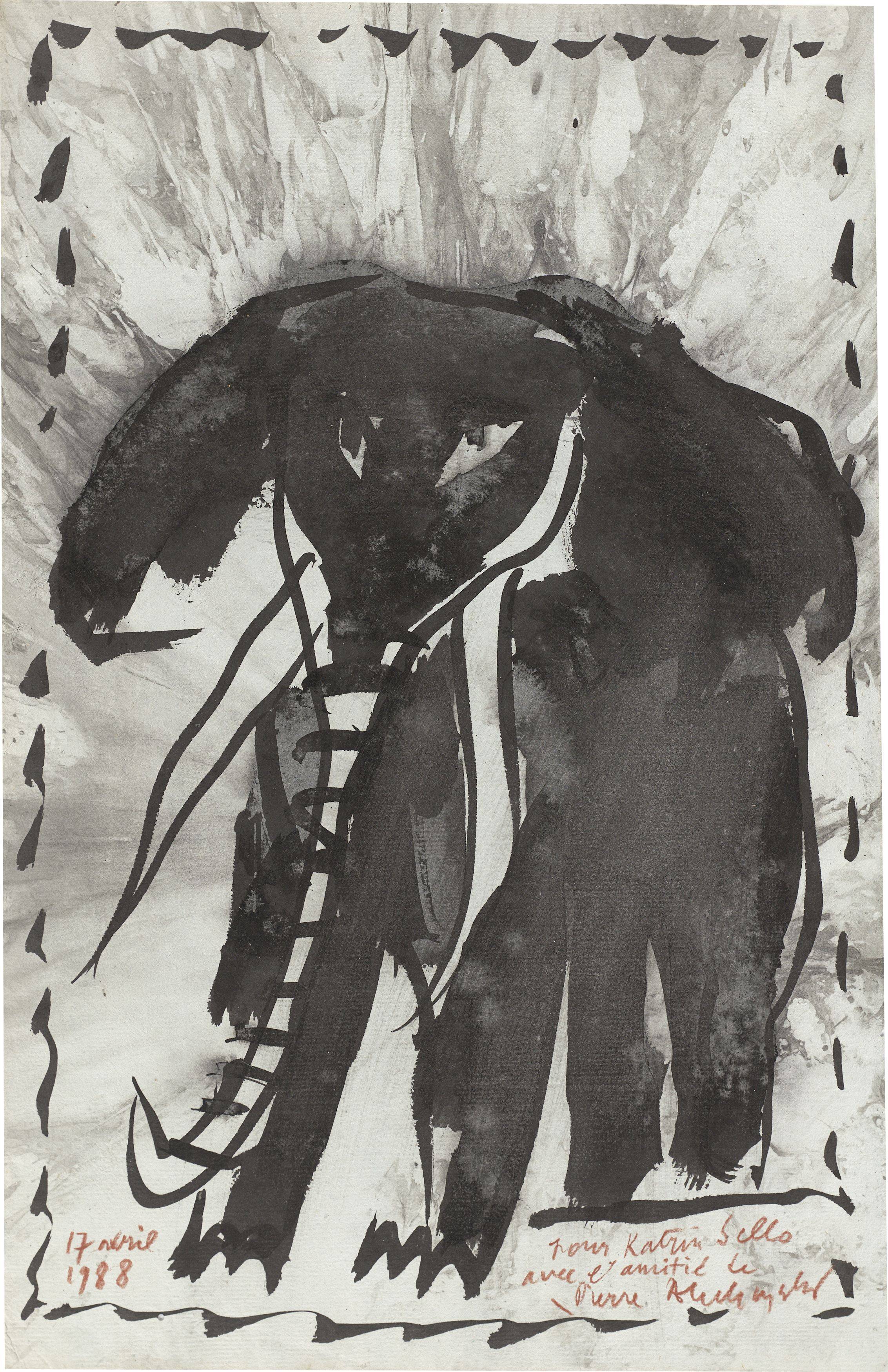This picture shows the following artwork: Pierre Alechinsky. Untitled (elephant). 1988.