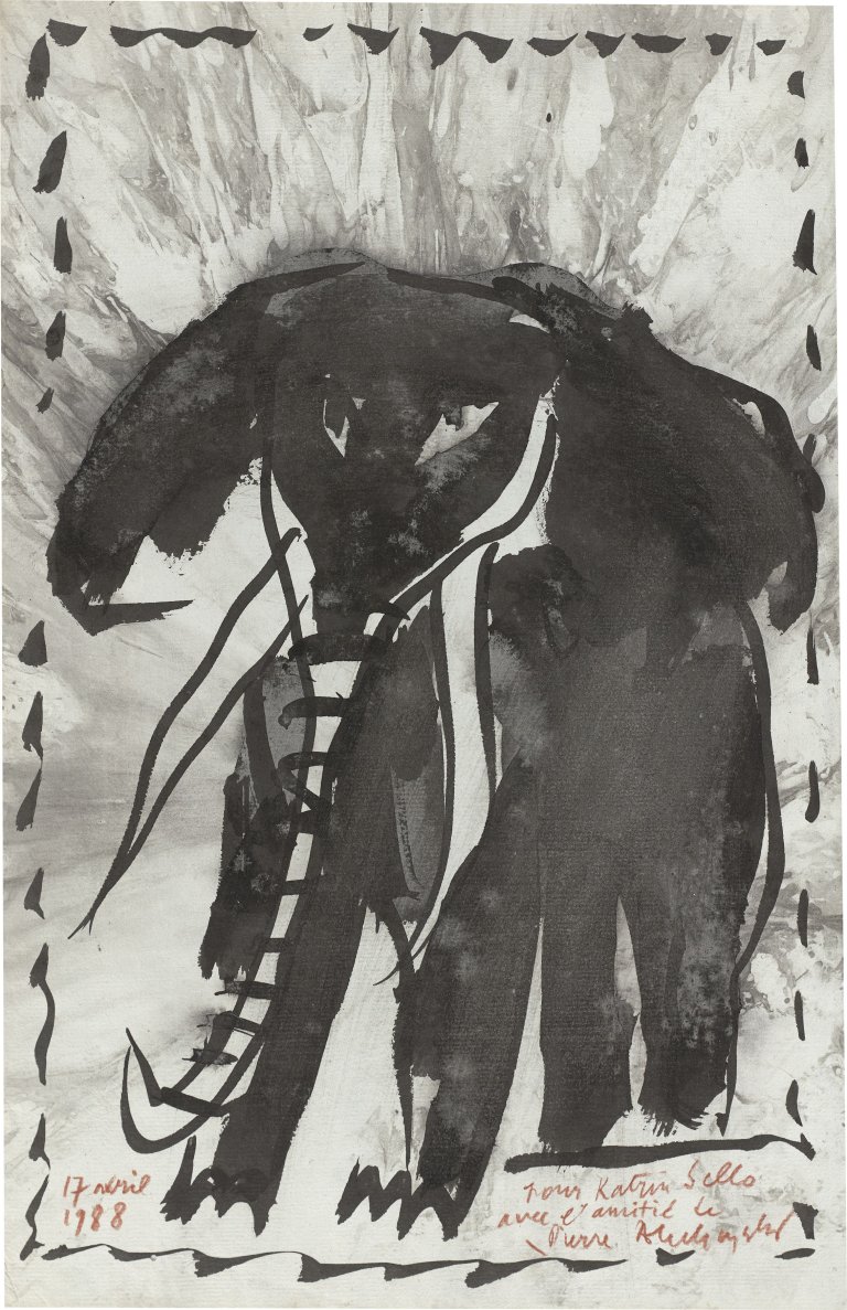 This picture shows the following artwork: Pierre Alechinsky. Untitled (elephant). 1988.