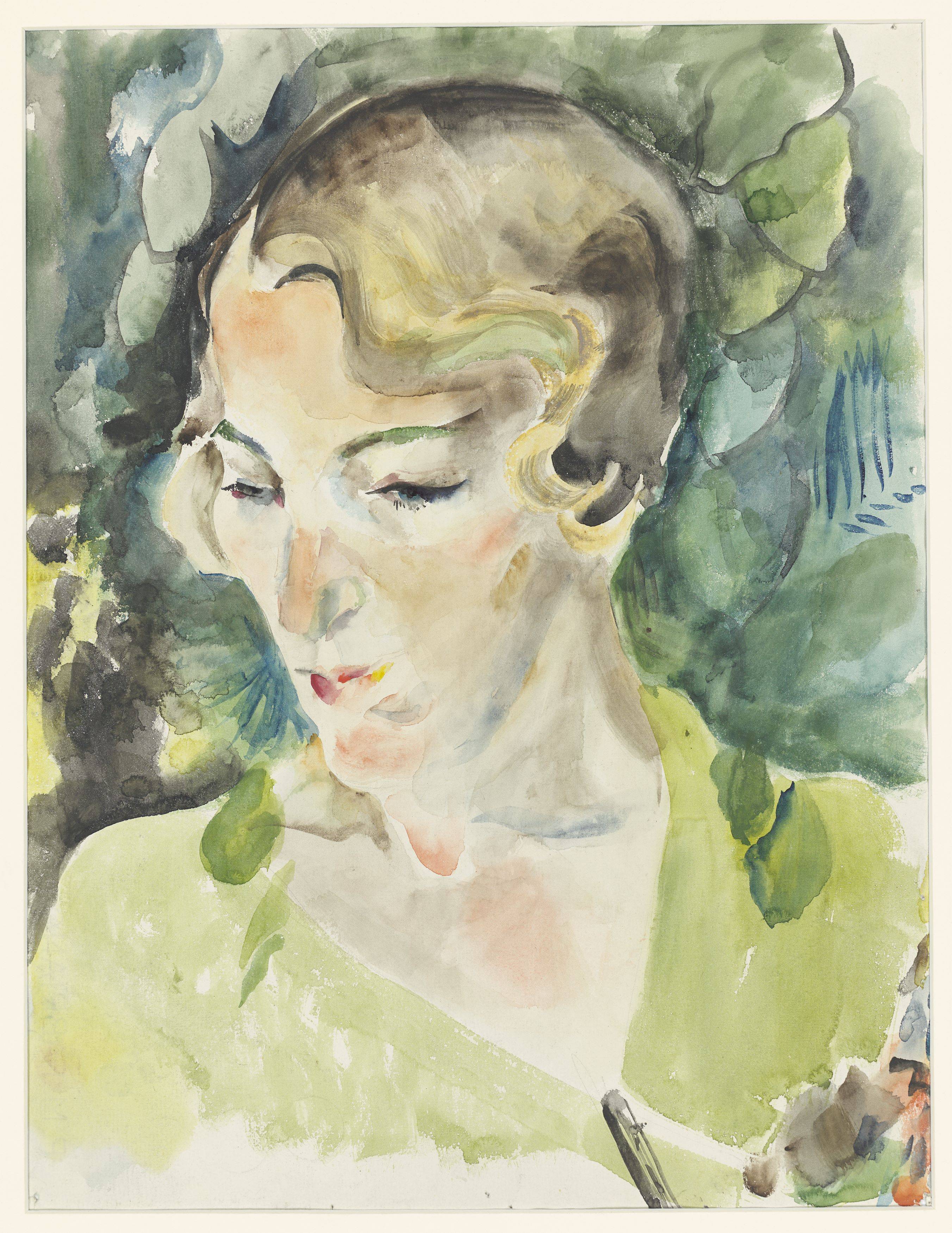 This picture shows the following artwork: Friedl Dicker-Brandeis. Portrait of a woman in green. Circa 1925.