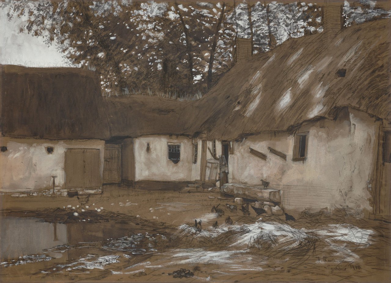 This picture shows the following artwork: Franz Skarbina. ”Hof einer Ferme (Picardie). Sonntagsruhe”. 1888.