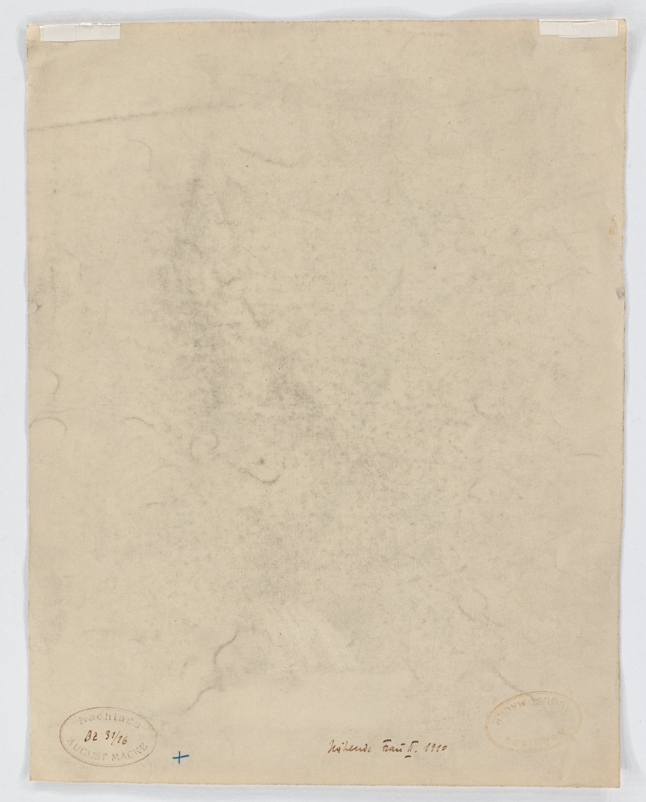 This picture shows the following artwork: August Macke. ”Nähende Frau II” (Elisabeth Macke). 1910.