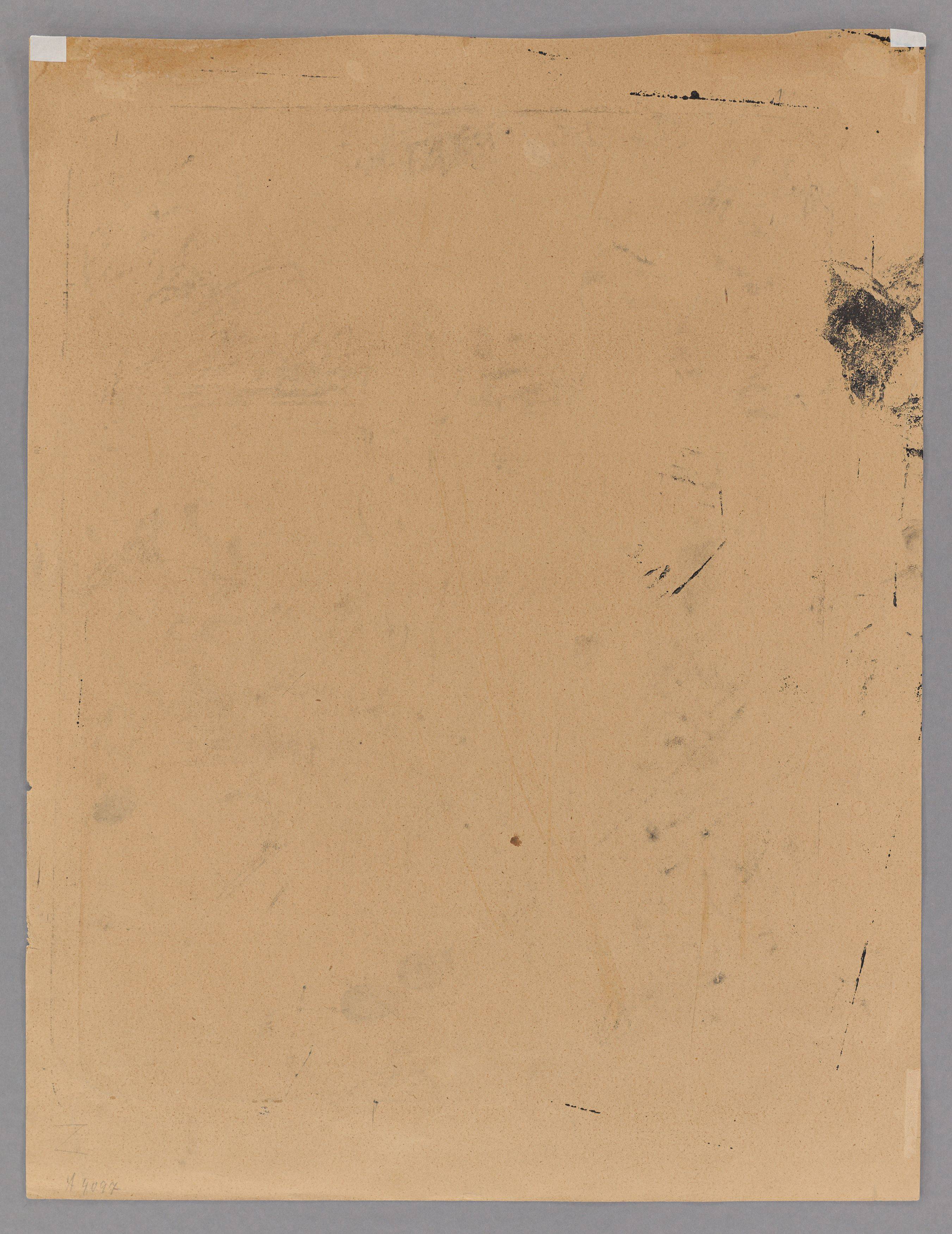 This picture shows the following artwork: Otto Mueller. ”Ein am Baum stehendes, ein sitzendes und zwei badende Mädchen”. 1914–18.