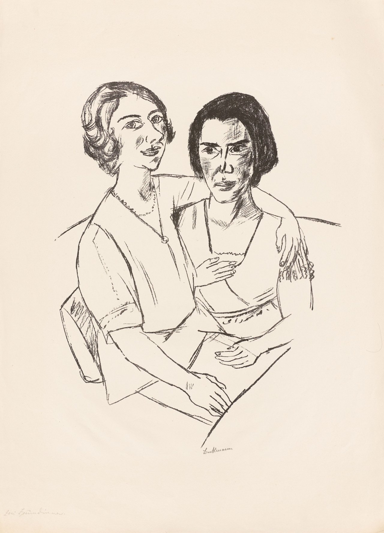 Auf diesem Bild ist das folgende Kunstwerk zu sehen: Max Beckmann. „Zwei Frauen“. 1922.