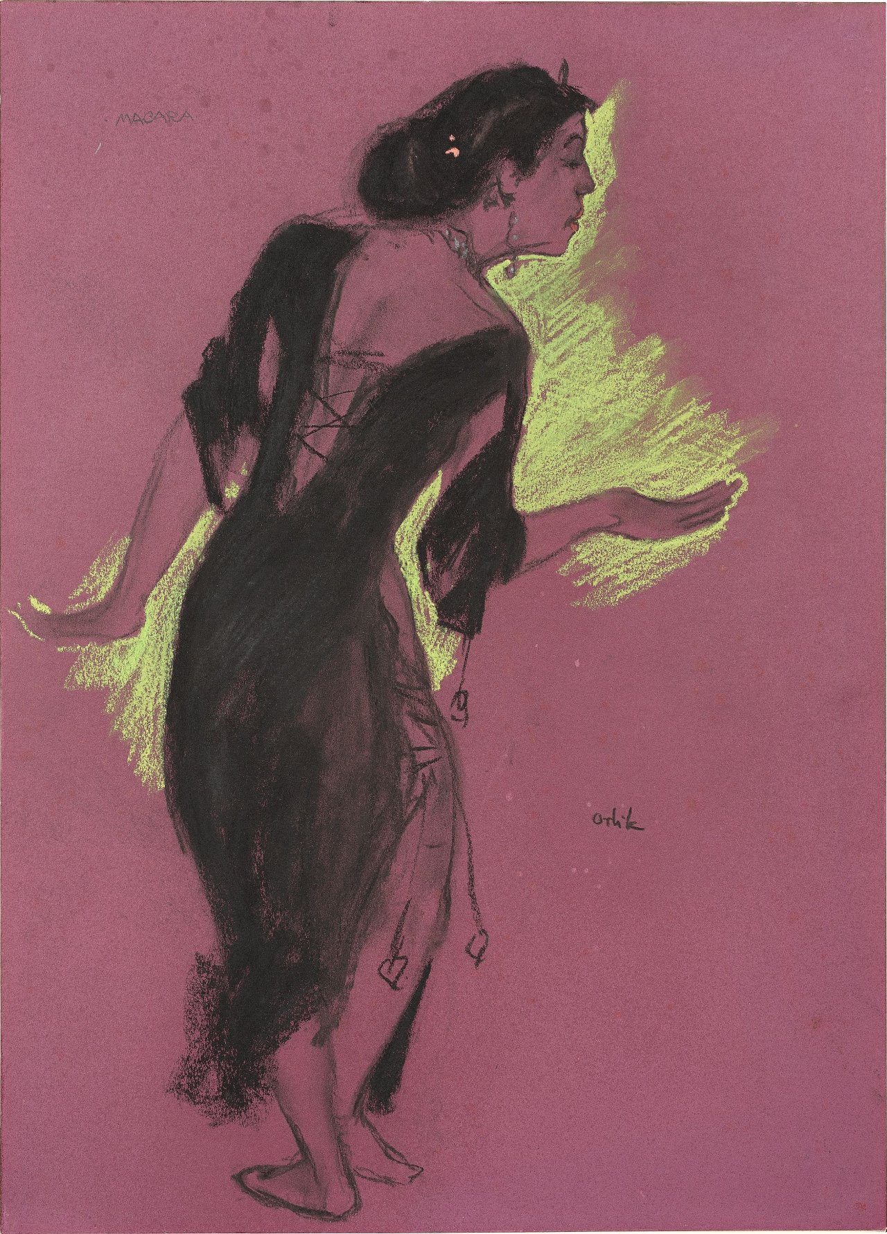 This picture shows the following artwork: Emil Orlik. ”Tänzerin Miss Macara I”. Circa 1909.