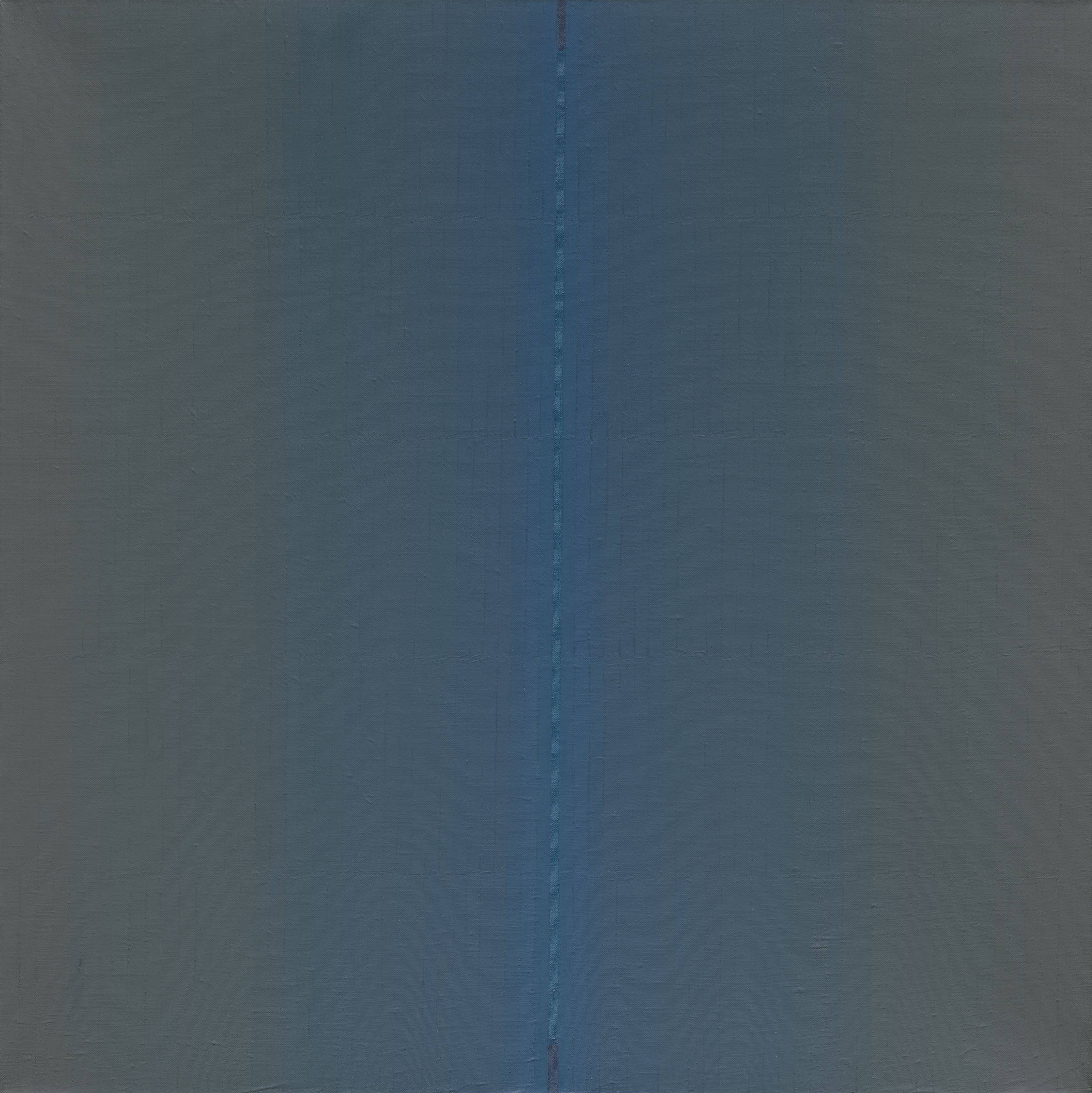 Auf diesem Bild ist das folgende Kunstwerk zu sehen: Johannes Geccelli. „MITTBLAU QUADRAT“ / „BLAURAND QUADRAT“. 1994.