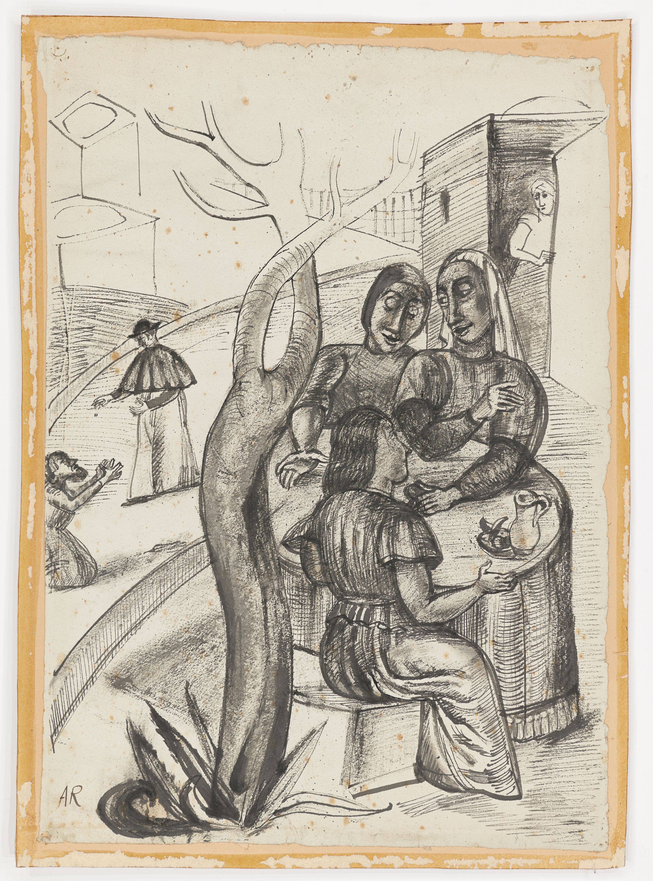 Auf diesem Bild ist das folgende Kunstwerk zu sehen: Anita Rée. „Dorfszene, Positano“. Um 1922/25.