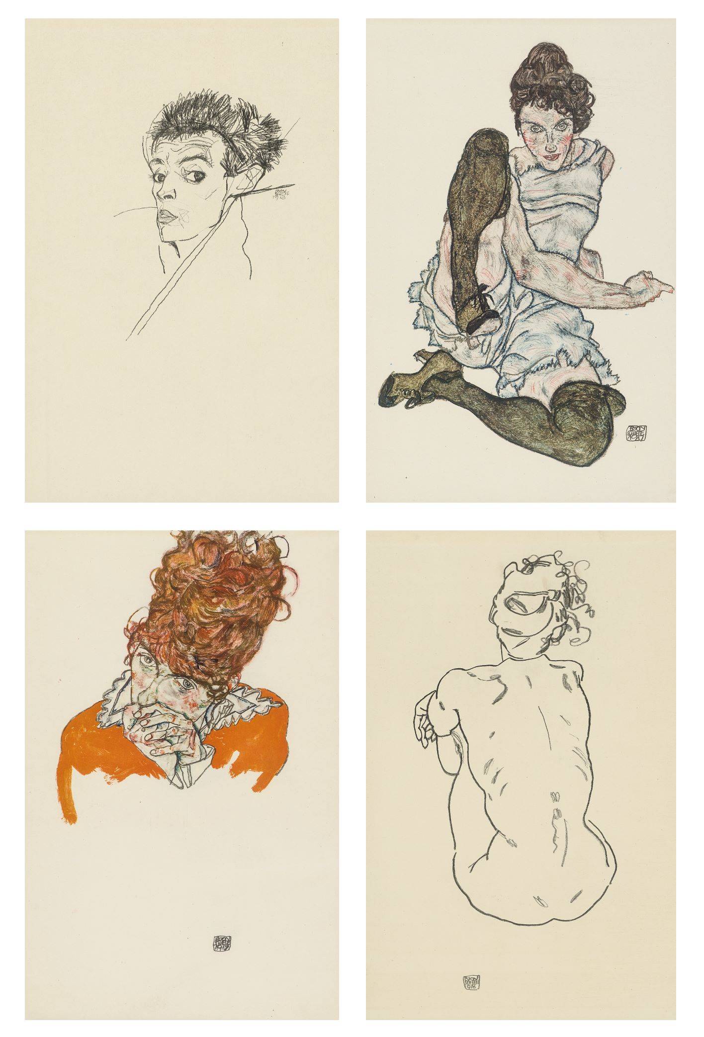 Auf diesem Bild ist das folgende Kunstwerk zu sehen: Egon Schiele. Handzeichnungen. 1910-18/20.
