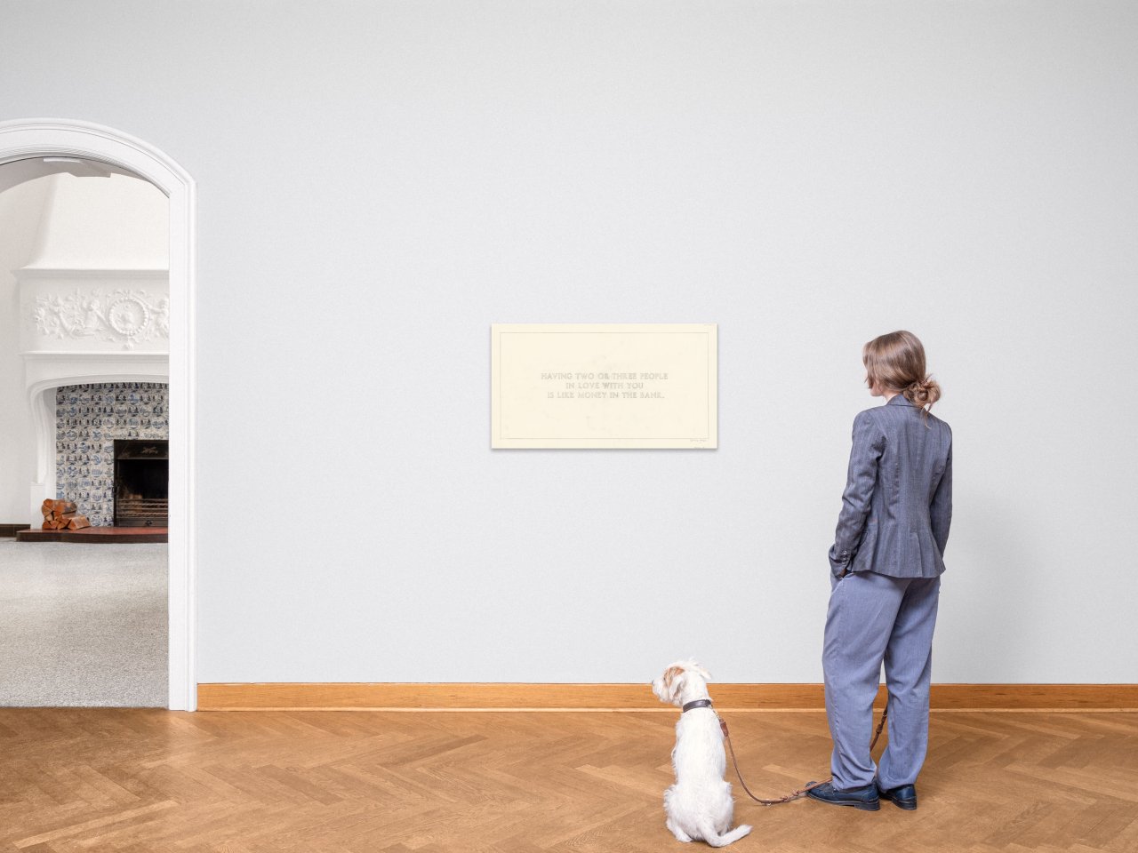 This picture shows the following artwork: Jenny Holzer. ”The Living Series: Having two or three people in love with you... (BENCH 18)”. 1980-82.