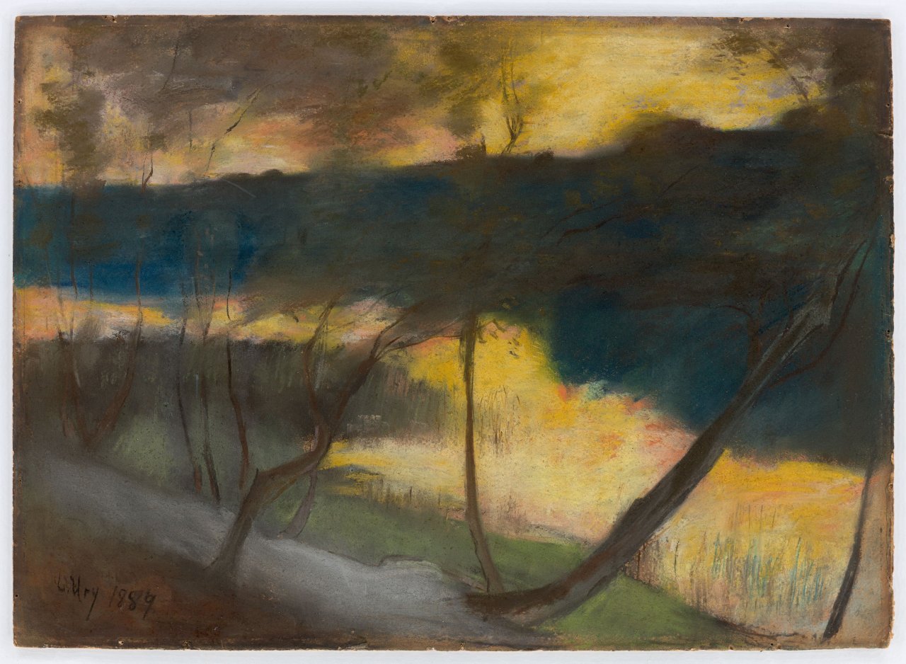 This picture shows the following artwork: Lesser Ury. Lakeside at Dusk. 1889.
