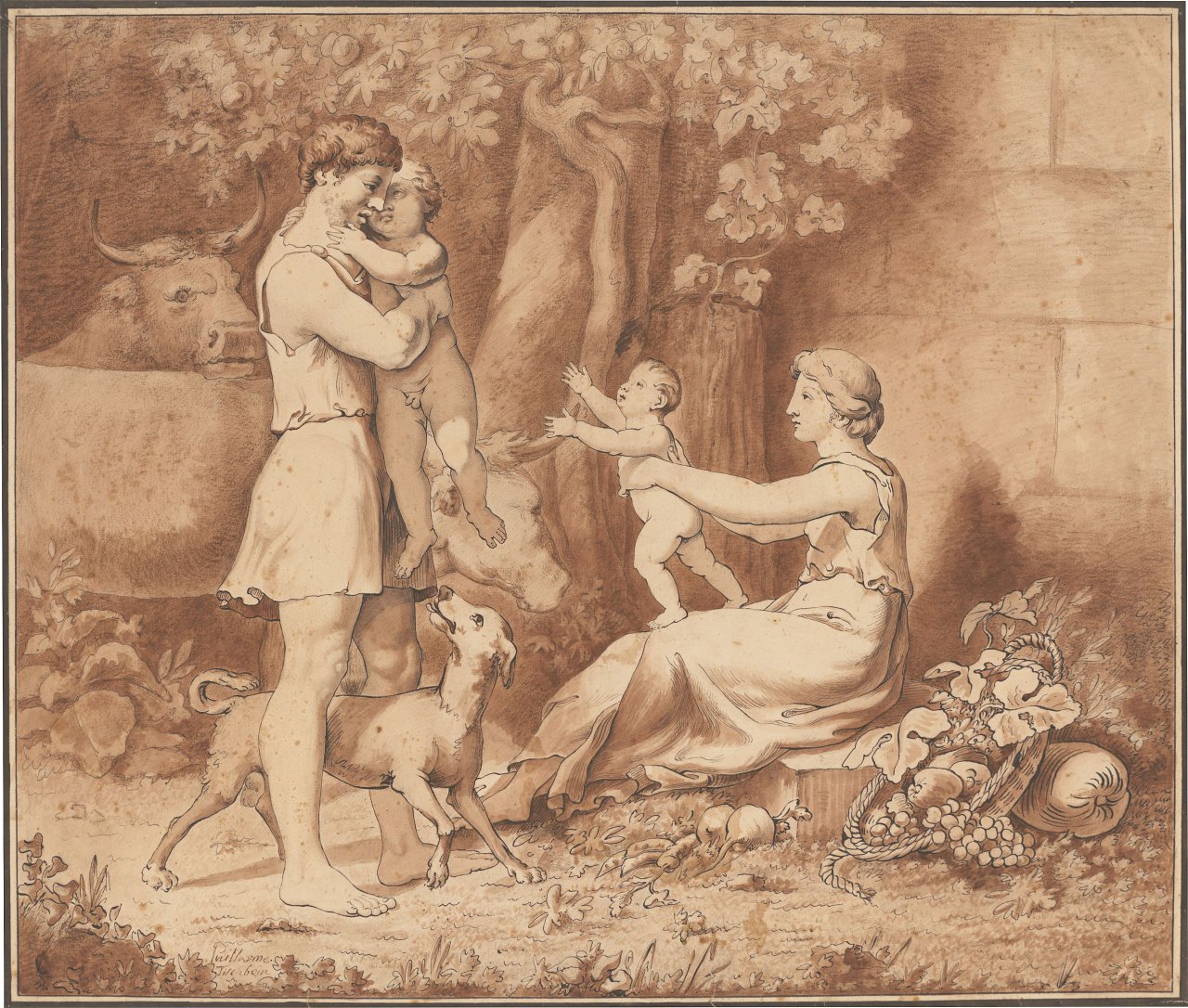 This picture shows the following artwork: Johann Heinrich Wilhelm Tischbein. Ancient shepherd family. 1790s.
