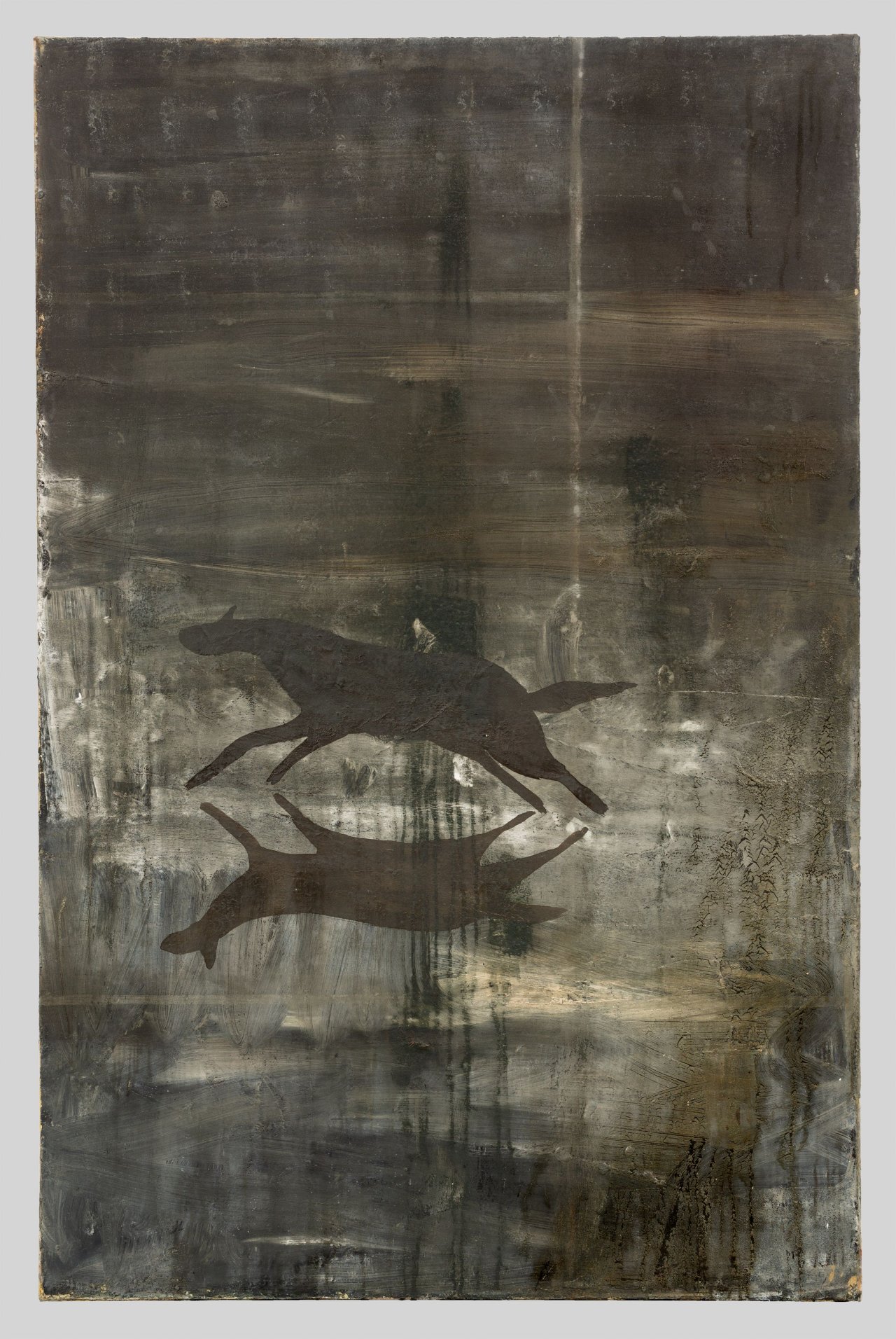This picture shows the following artwork: Norbert Schwontkowski. ”(from the random paintings) - flucht”. 1990.