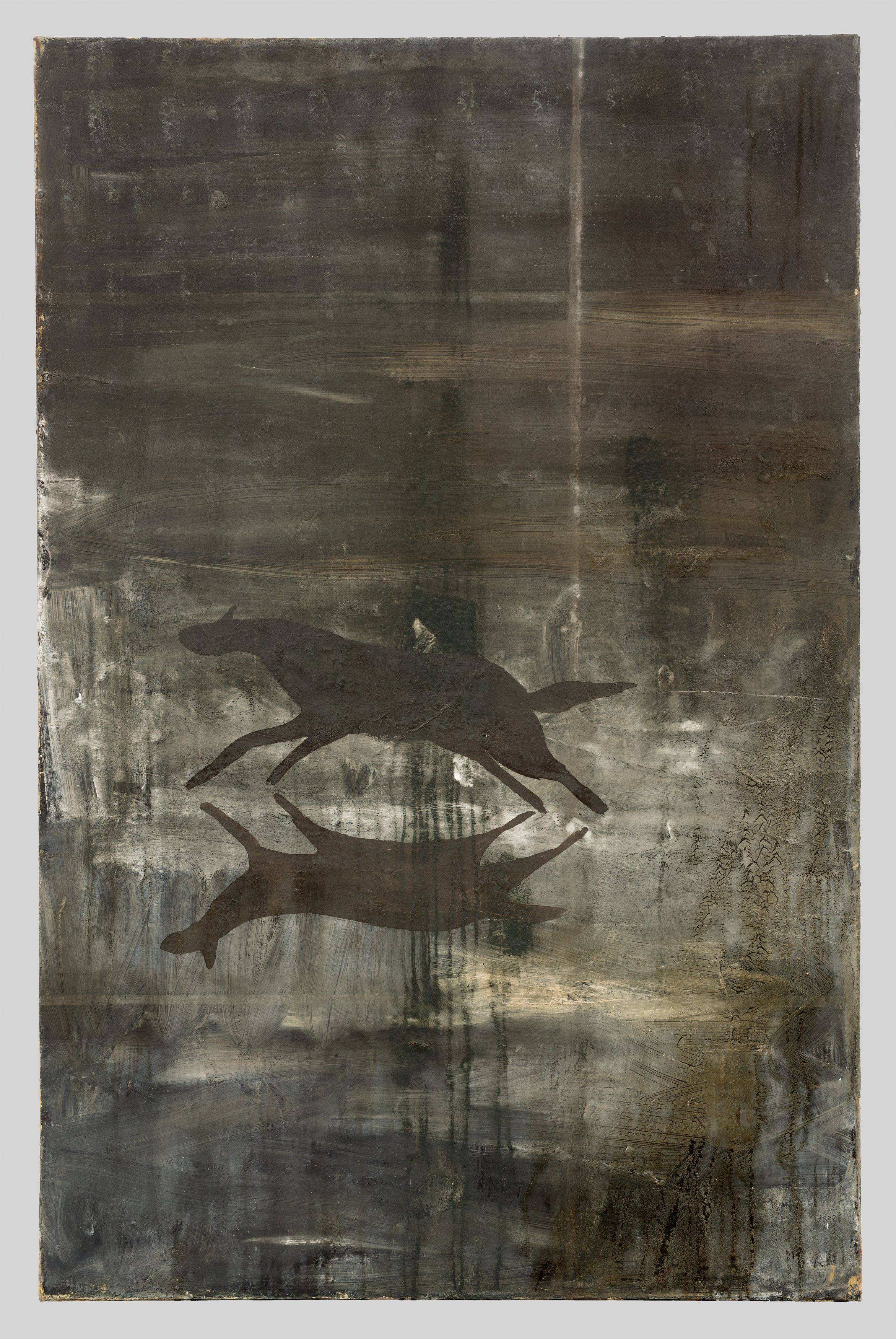 This picture shows the following artwork: Norbert Schwontkowski. ”(from the random paintings) - flucht”. 1990.