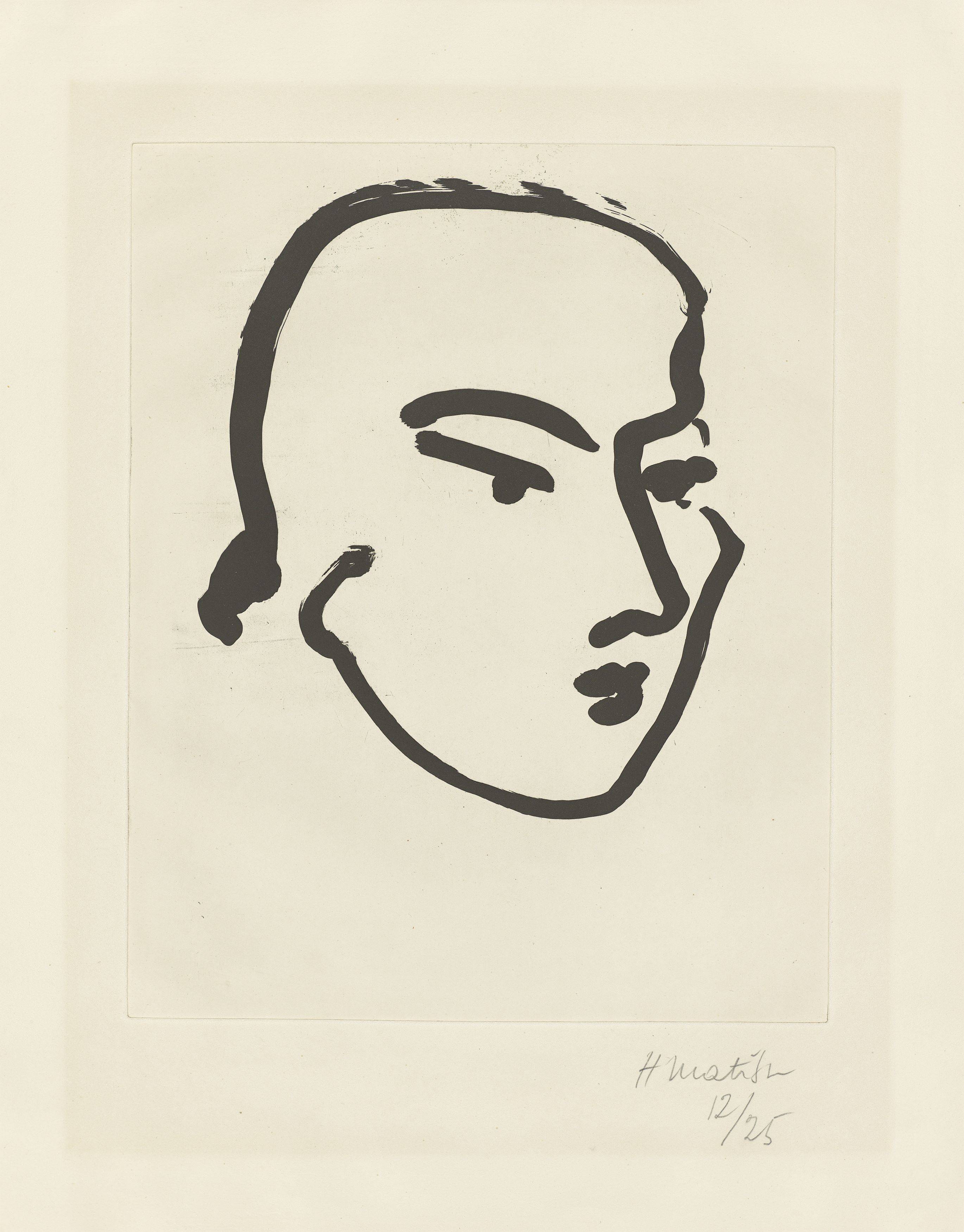 This picture shows the following artwork: Henri Matisse. ”Nadia. Visage aux yeux obliques”. 1948.