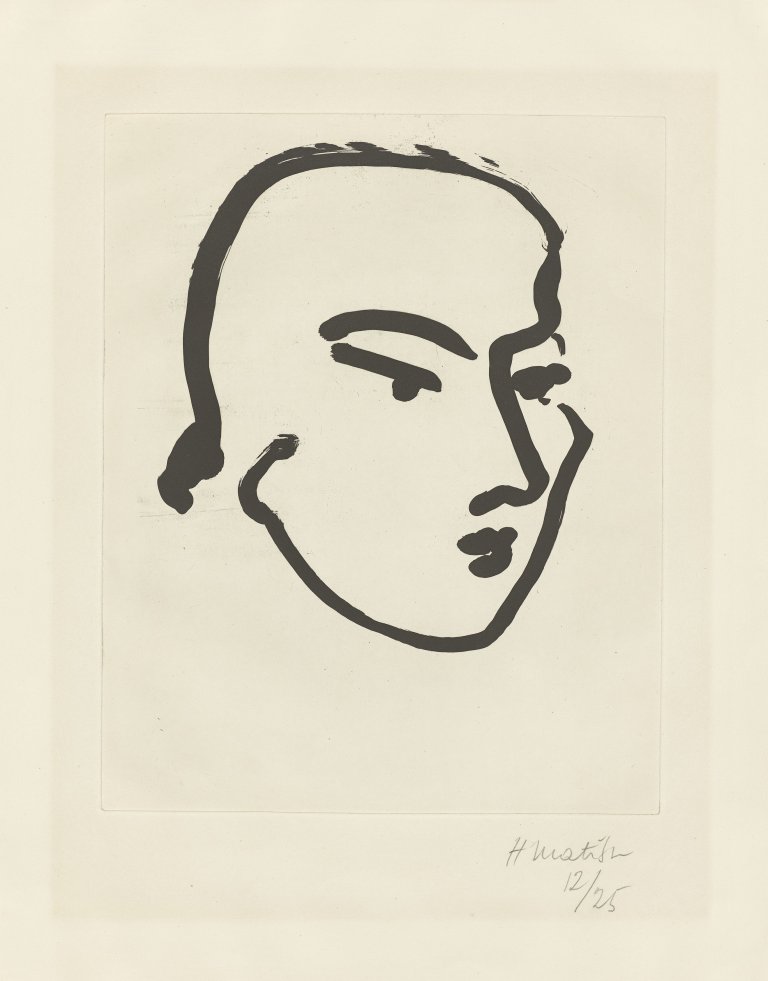 This picture shows the following artwork: Henri Matisse. ”Nadia. Visage aux yeux obliques”. 1948.