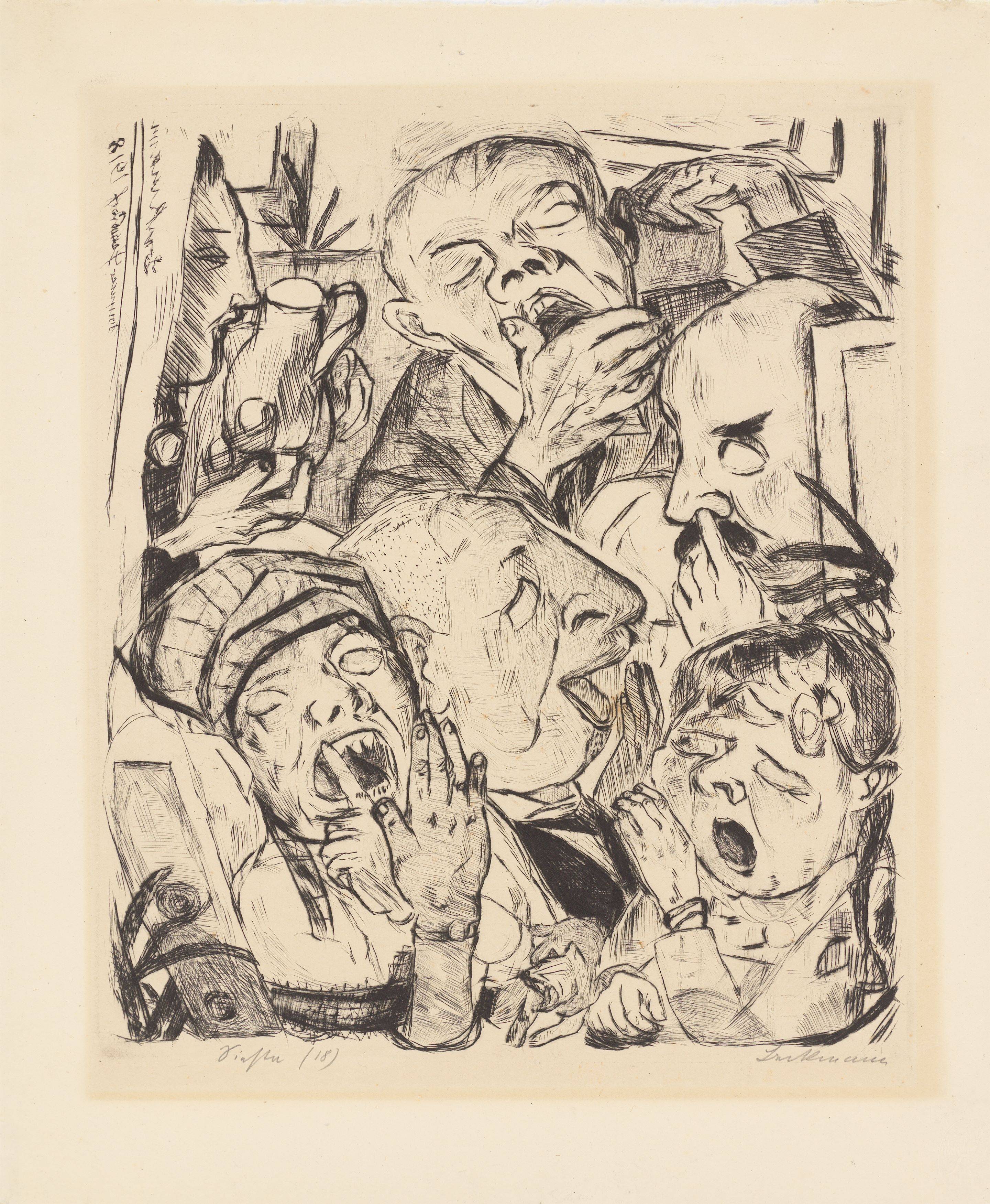 Auf diesem Bild ist das folgende Kunstwerk zu sehen: Max Beckmann. „Die Gähnenden“. 1918.