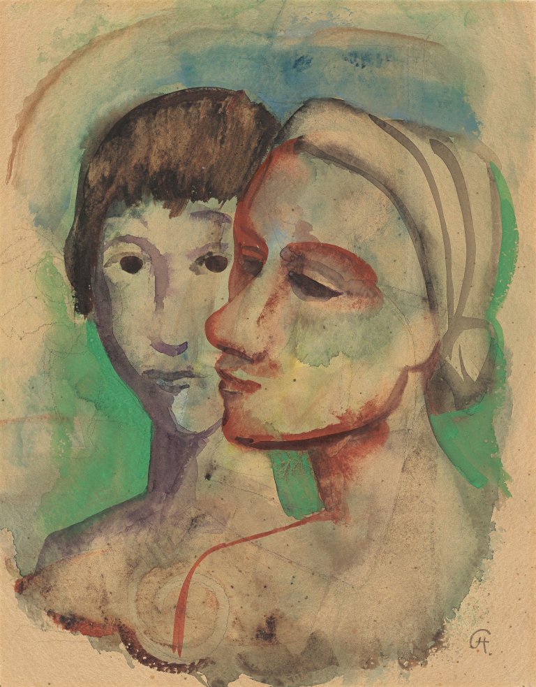 This picture shows the following artwork: Karl Hofer. Two heads.