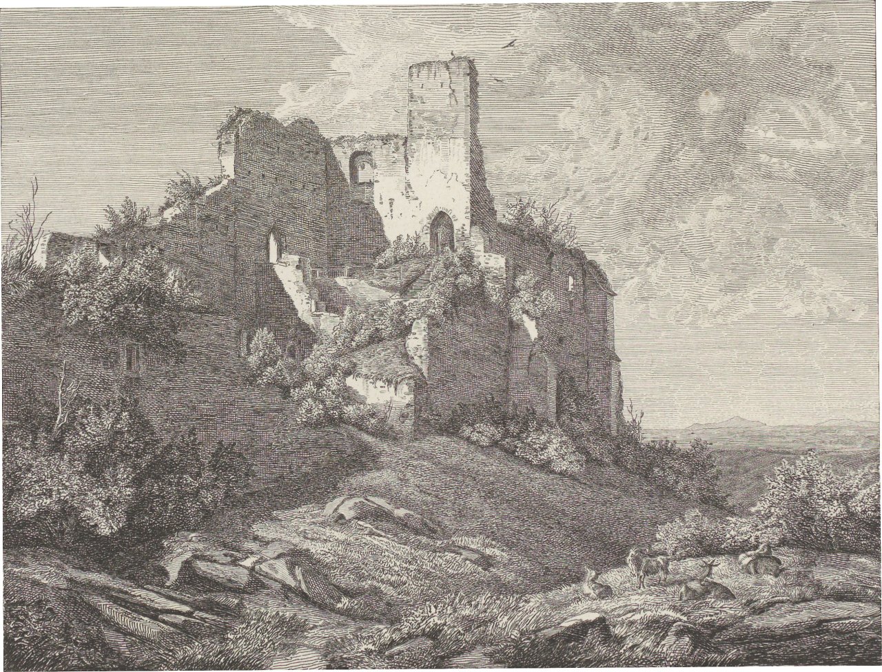 This picture shows the following artwork: Christian Friedrich Gille. ”Ruinen einer Burg” (after Karl Julius von Leypold). Circa 1832/1836.