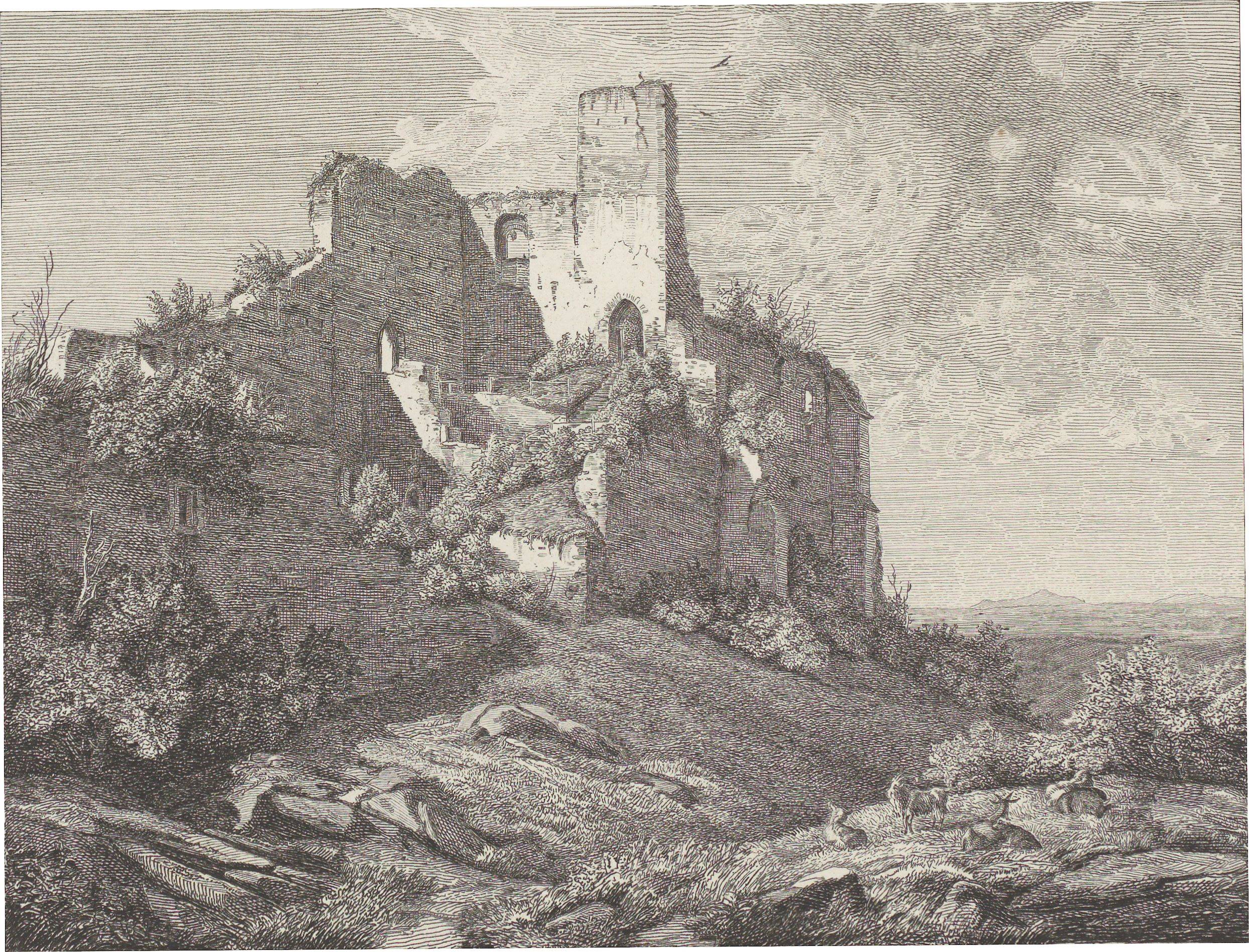 This picture shows the following artwork: Christian Friedrich Gille. ”Ruinen einer Burg” (after Karl Julius von Leypold). Circa 1832/1836.