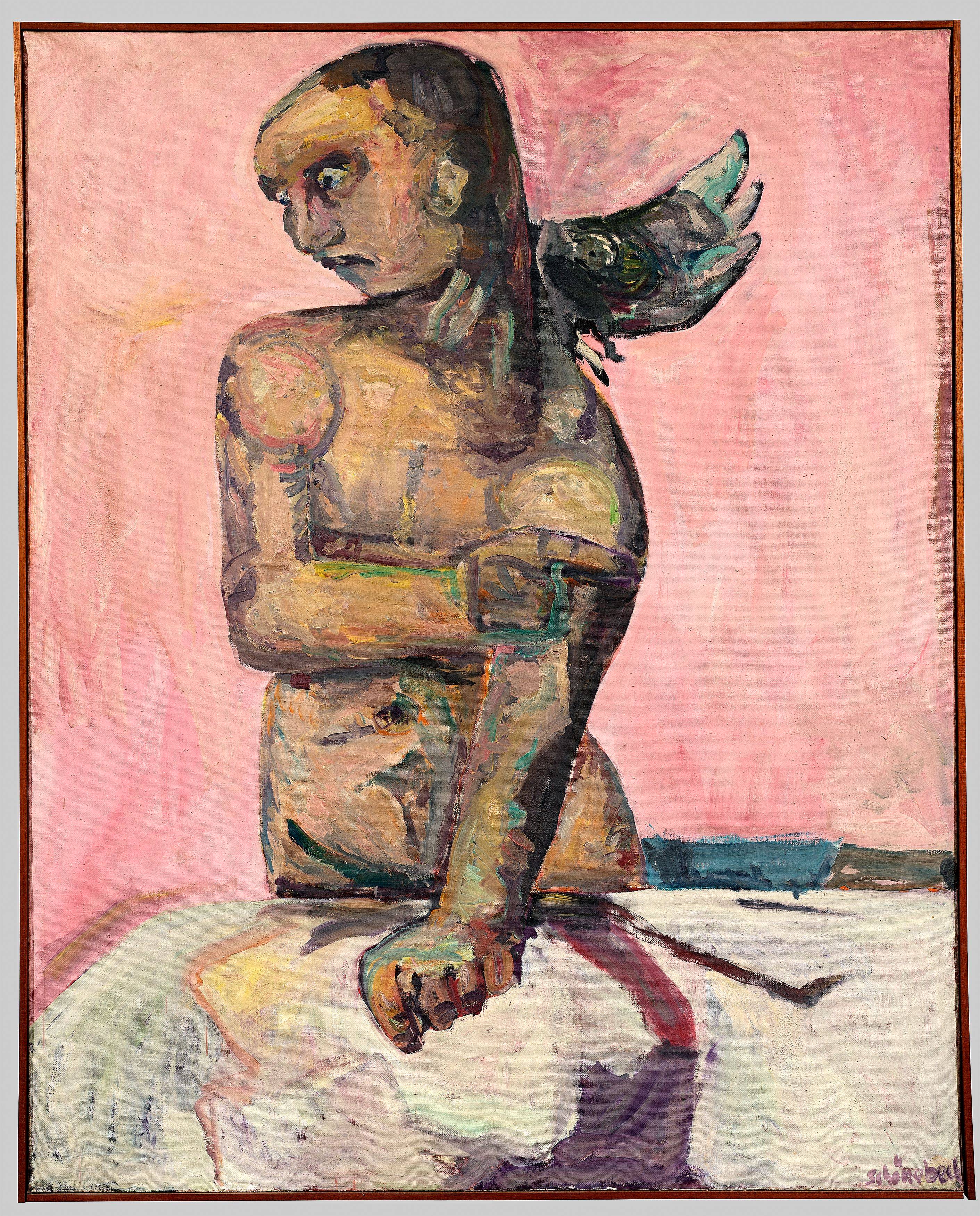 Auf diesem Bild ist das folgende Kunstwerk zu sehen: Eugen Schönebeck. „Figur mit Vogel I“. 1963/64.