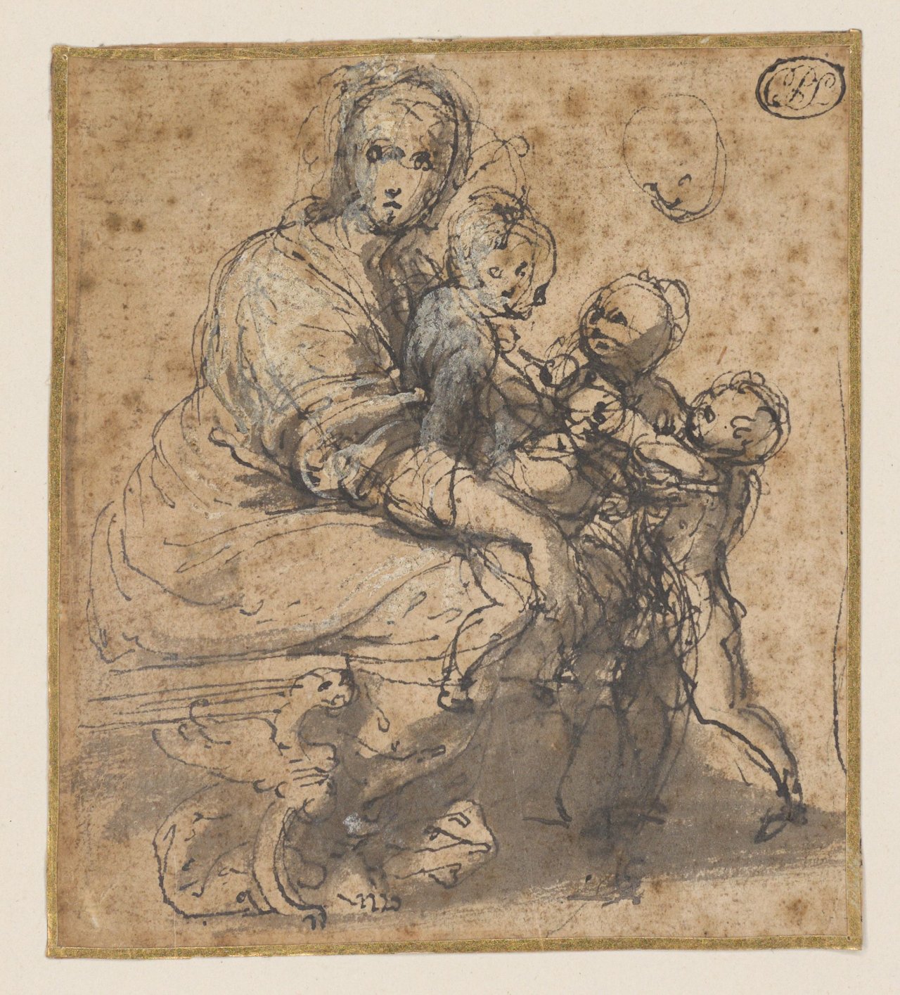 Auf diesem Bild ist das folgende Kunstwerk zu sehen: Perino del Vaga. Madonna mit Kindern.