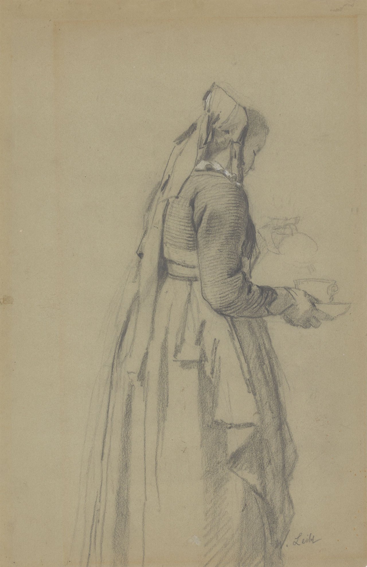 This picture shows the following artwork: Wilhelm Leibl. ”Mädchen mit Tasse”. Circa 1868/71.