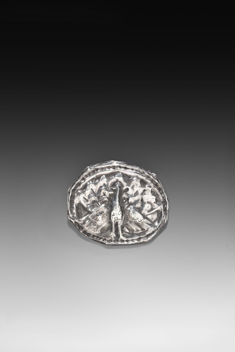 This picture shows the following artwork: Erich Heckel. Brooch with peacock motif. 1911.