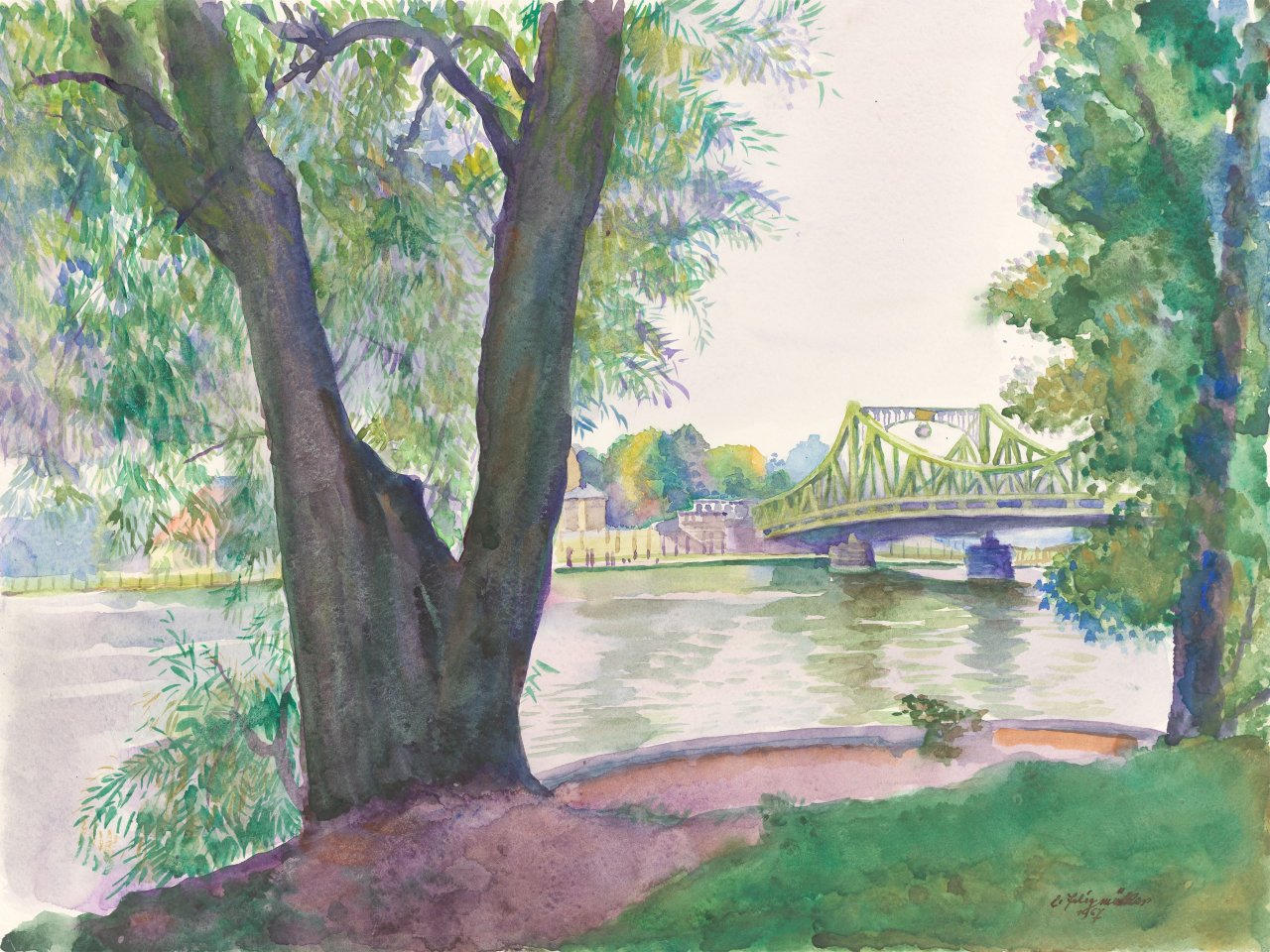 This picture shows the following artwork: Conrad Felixmüller. ”An der Glienicker Brücke”. 1967.