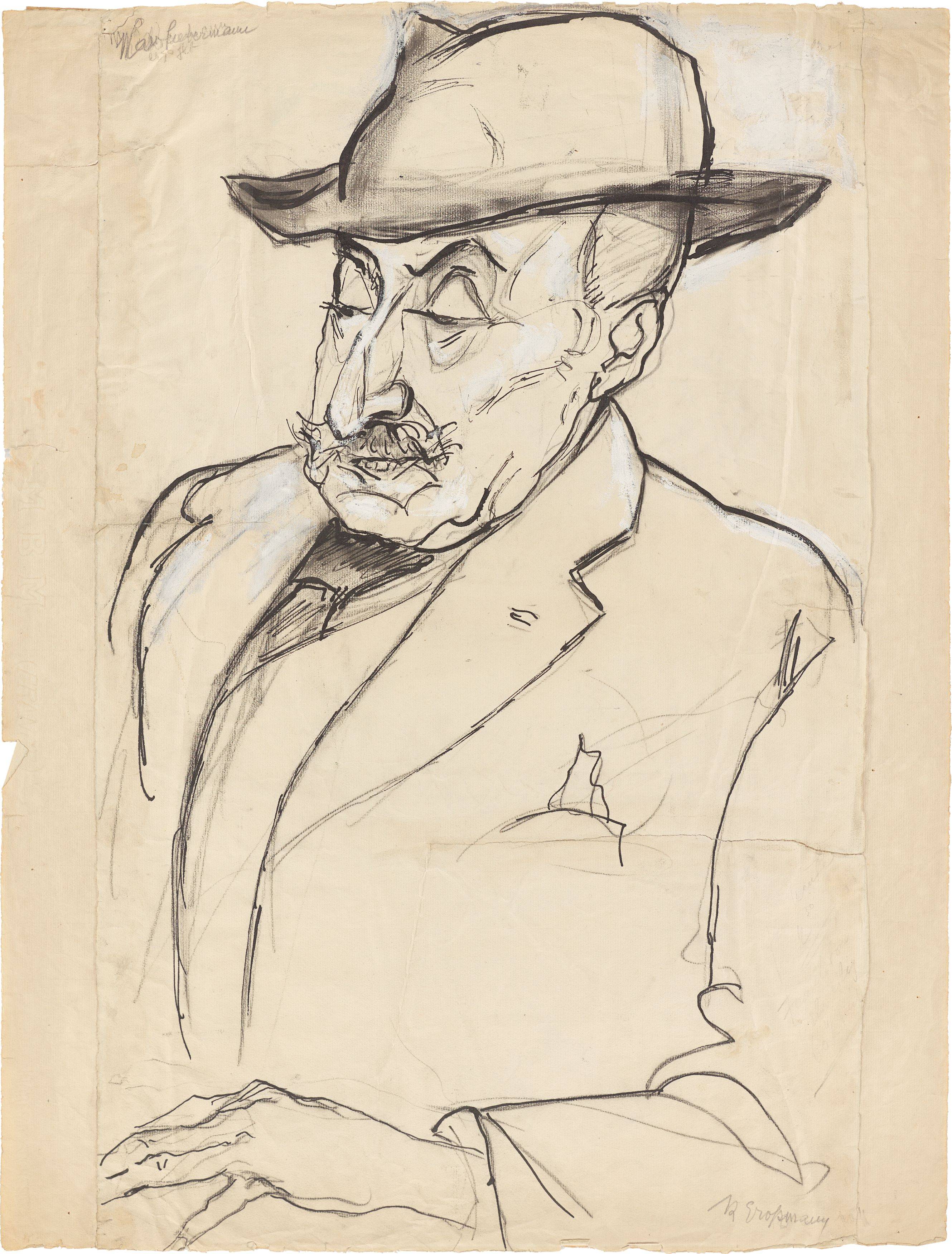 This picture shows the following artwork: Rudolf Grossmann. Portrait Max Liebermann. 1920s.