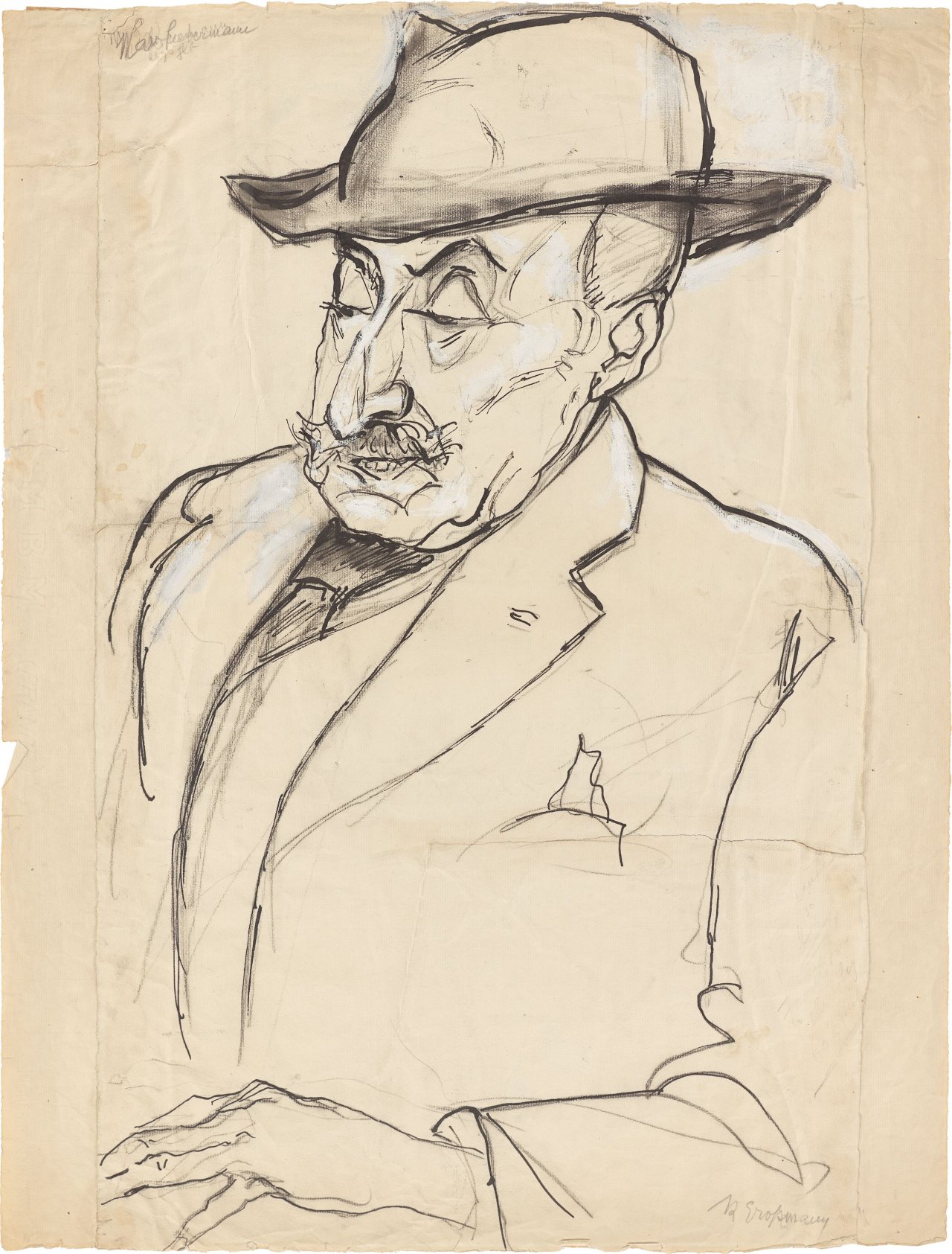 This picture shows the following artwork: Rudolf Grossmann. Portrait Max Liebermann. 1920s.