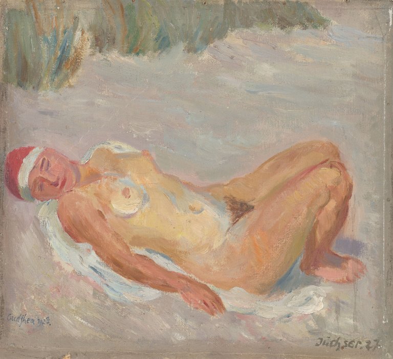 This picture shows the following artwork: Hans Jüchser. Reclining nude. 1927.