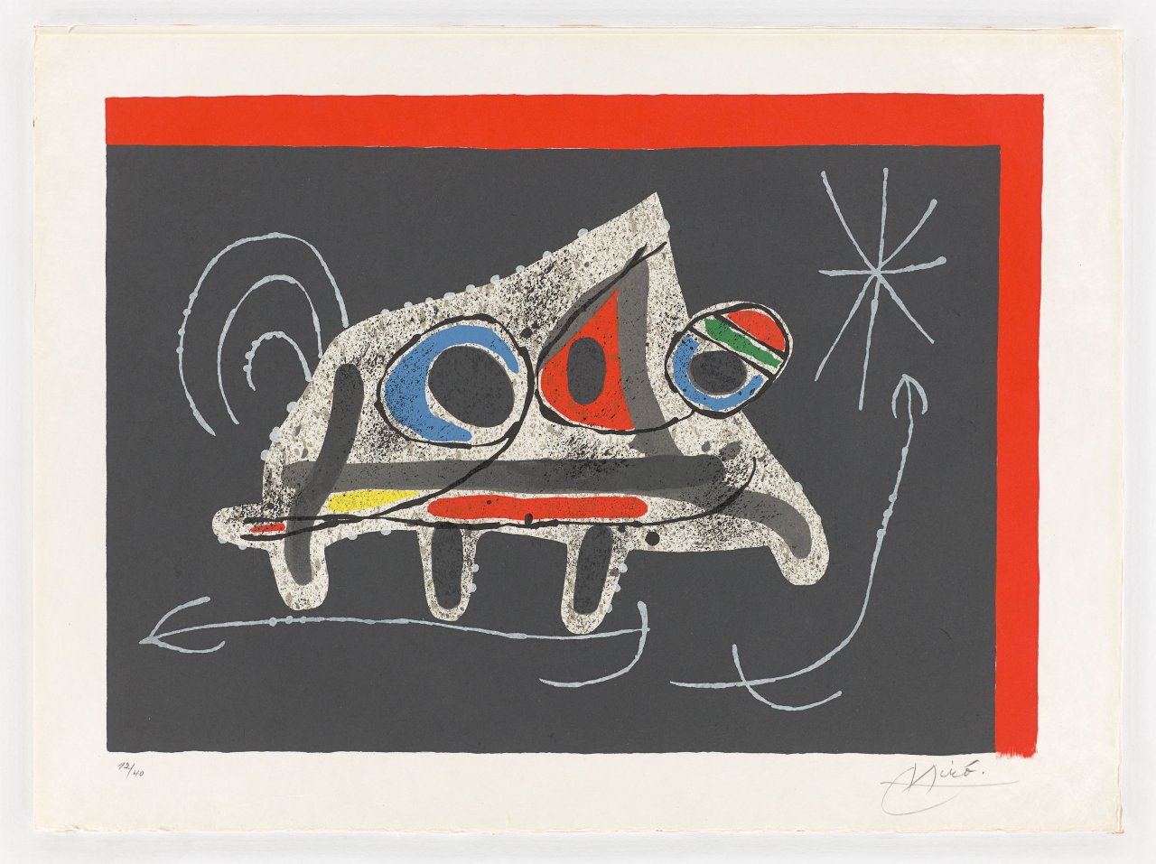 Auf diesem Bild ist das folgende Kunstwerk zu sehen: Joan Miró. Aus: „Le lézard aux plumes d'or“. 1971.
