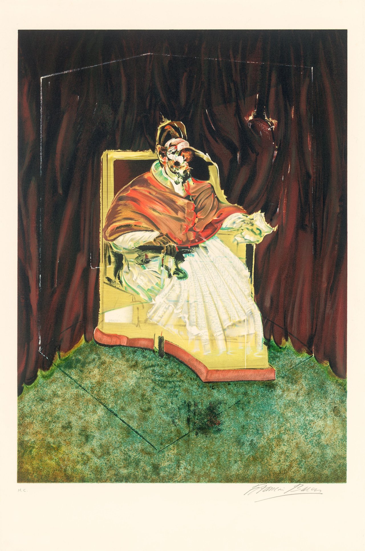 Auf diesem Bild ist das folgende Kunstwerk zu sehen: Francis Bacon. „Study for portrait of Pope Innocent X after Vélasquez“. 1989.