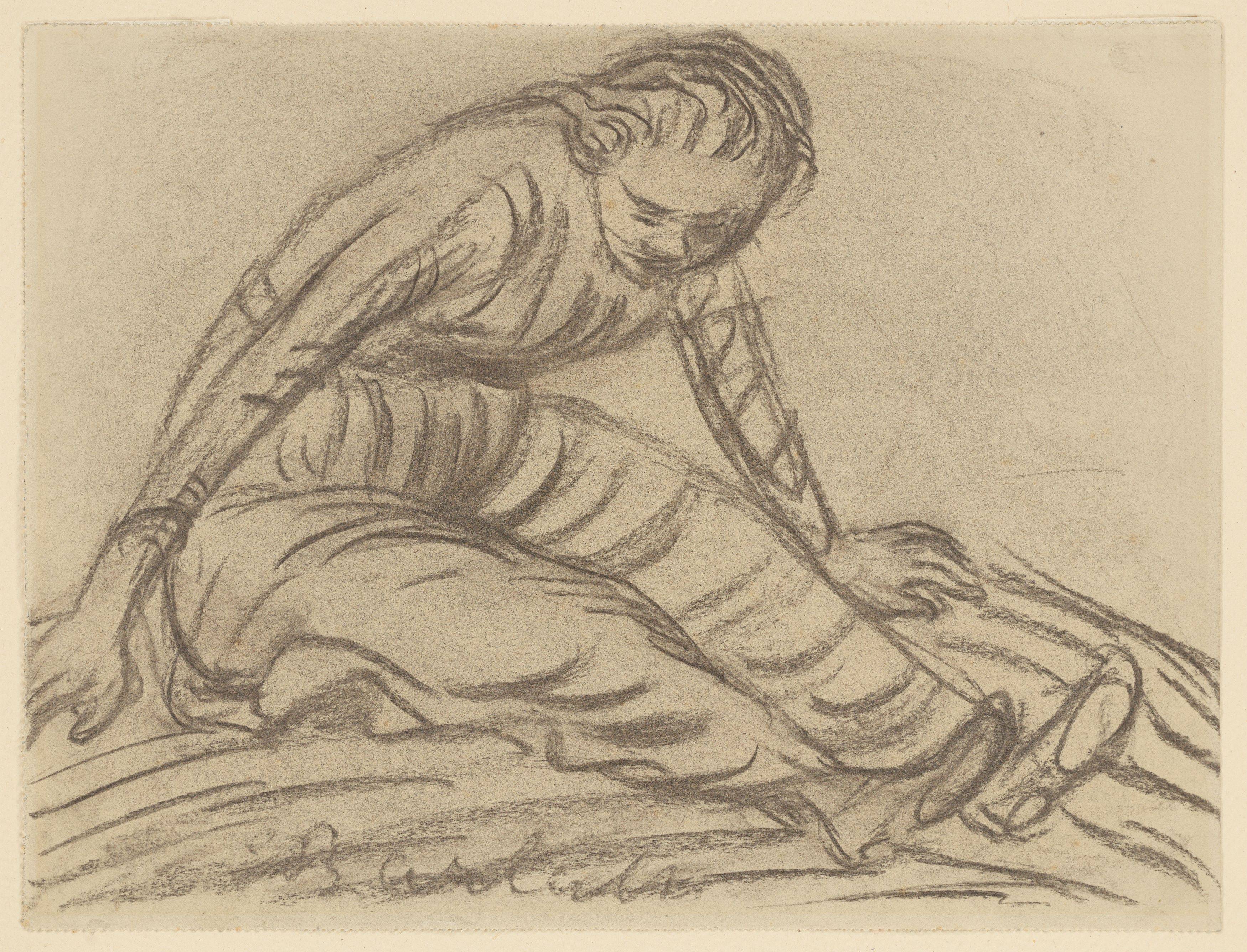 Auf diesem Bild ist das folgende Kunstwerk zu sehen: Ernst Barlach. „Sitzendes Mädchen“. 1913.
