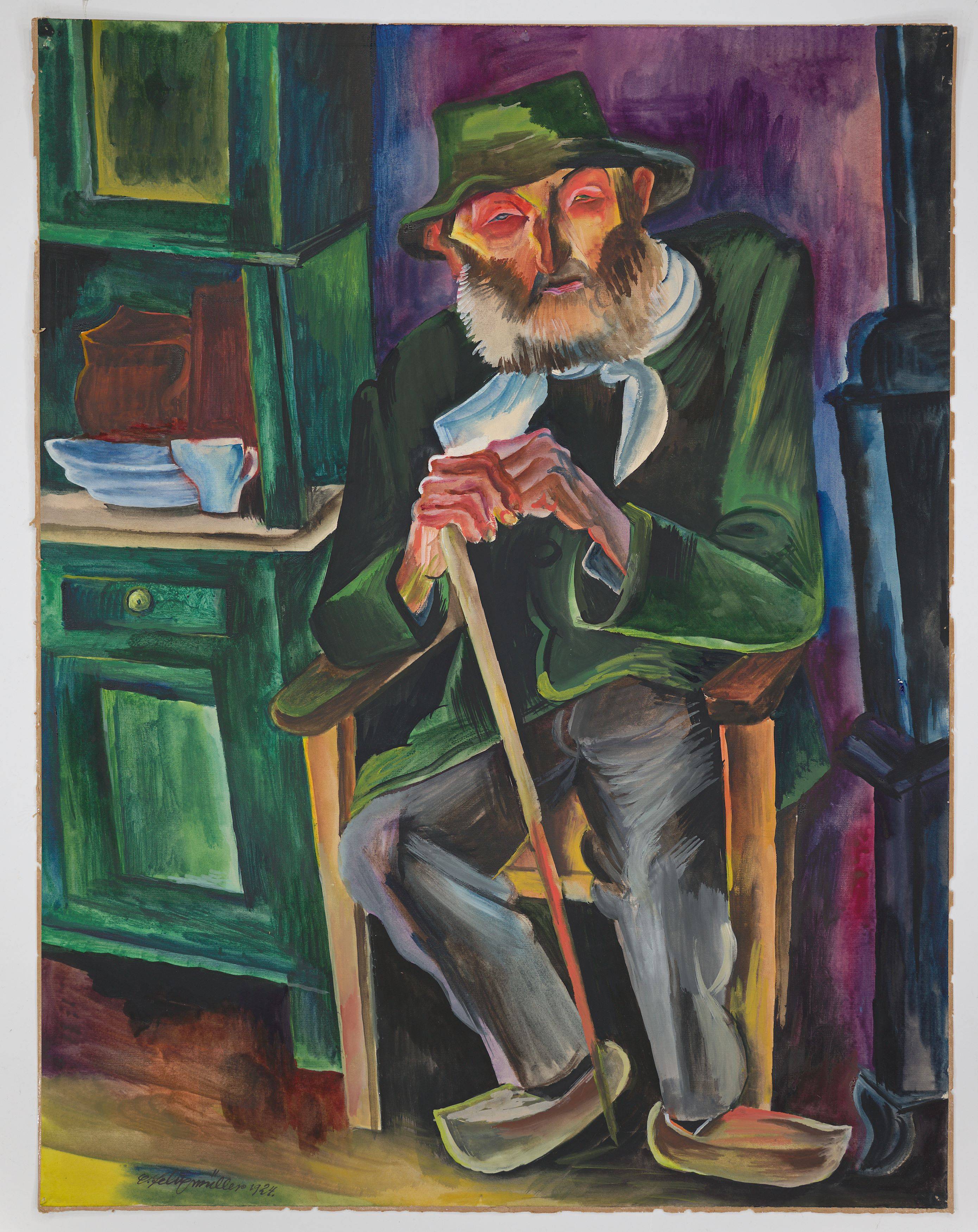 Auf diesem Bild ist das folgende Kunstwerk zu sehen: Conrad Felixmüller. „Alter Westfalen-Bauer“. 1924.