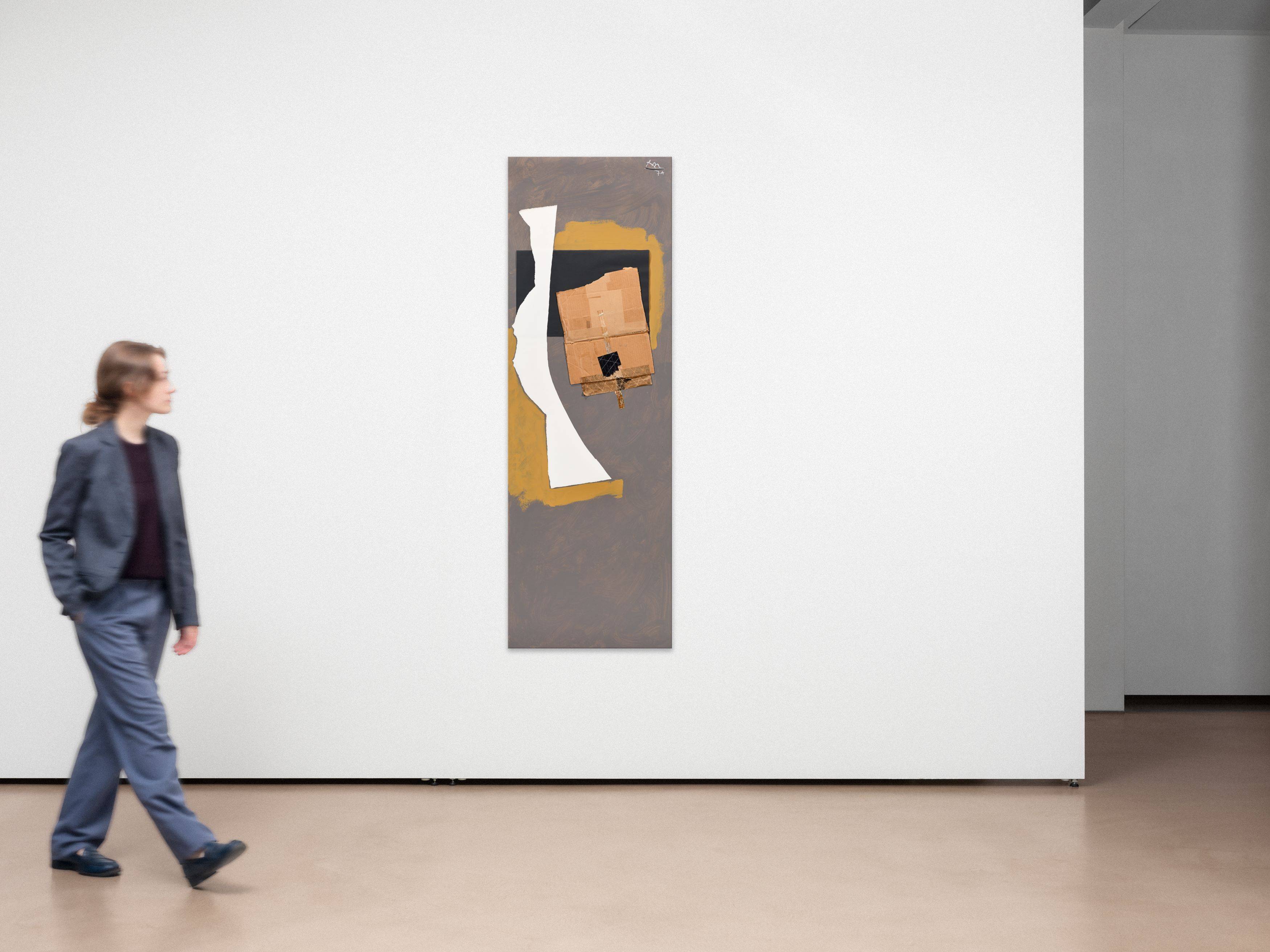 This picture shows the following artwork: Robert Motherwell. ”In Gray with White Shape” (Collage). 1974.