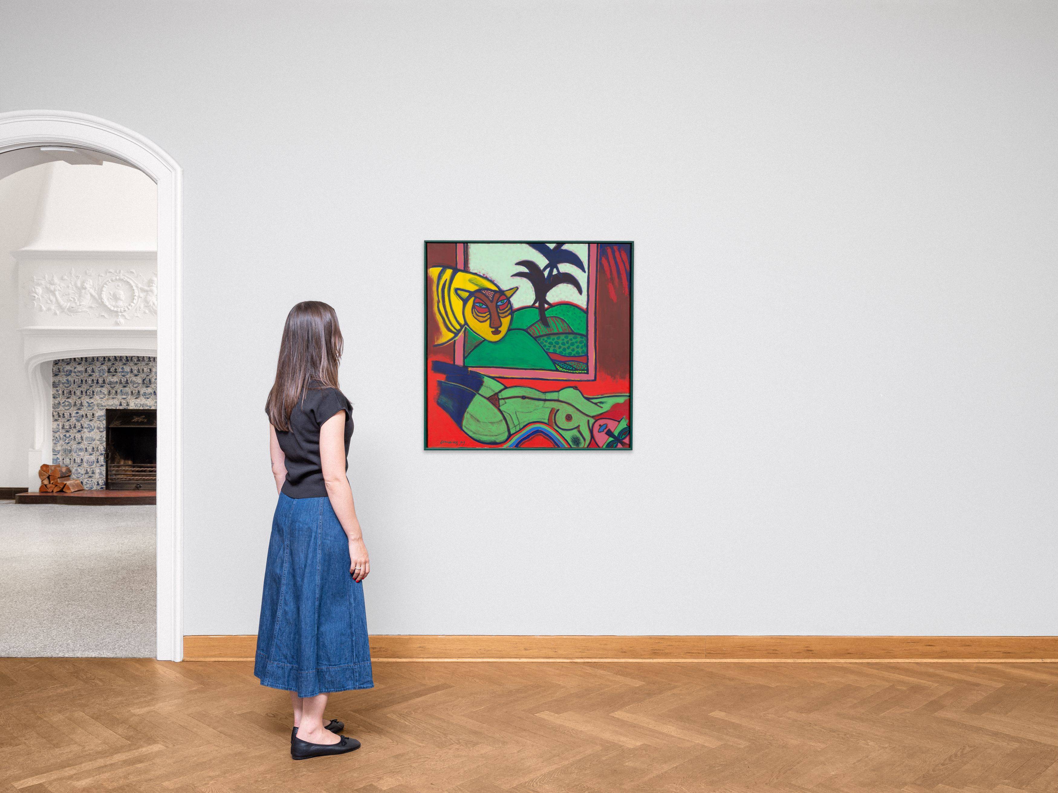 This picture shows the following artwork:  Corneille (i.e. Cornelis Guillaume Beverloo). ”LE TIGRE AMOUREUX”. 1979.