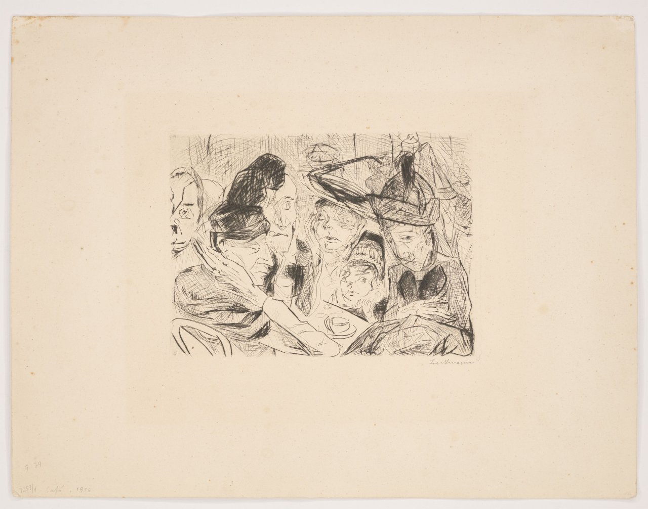 This picture shows the following artwork: Max Beckmann. ”Café (Im Vordergrund zwei alte Frauen)”. 1916/18.