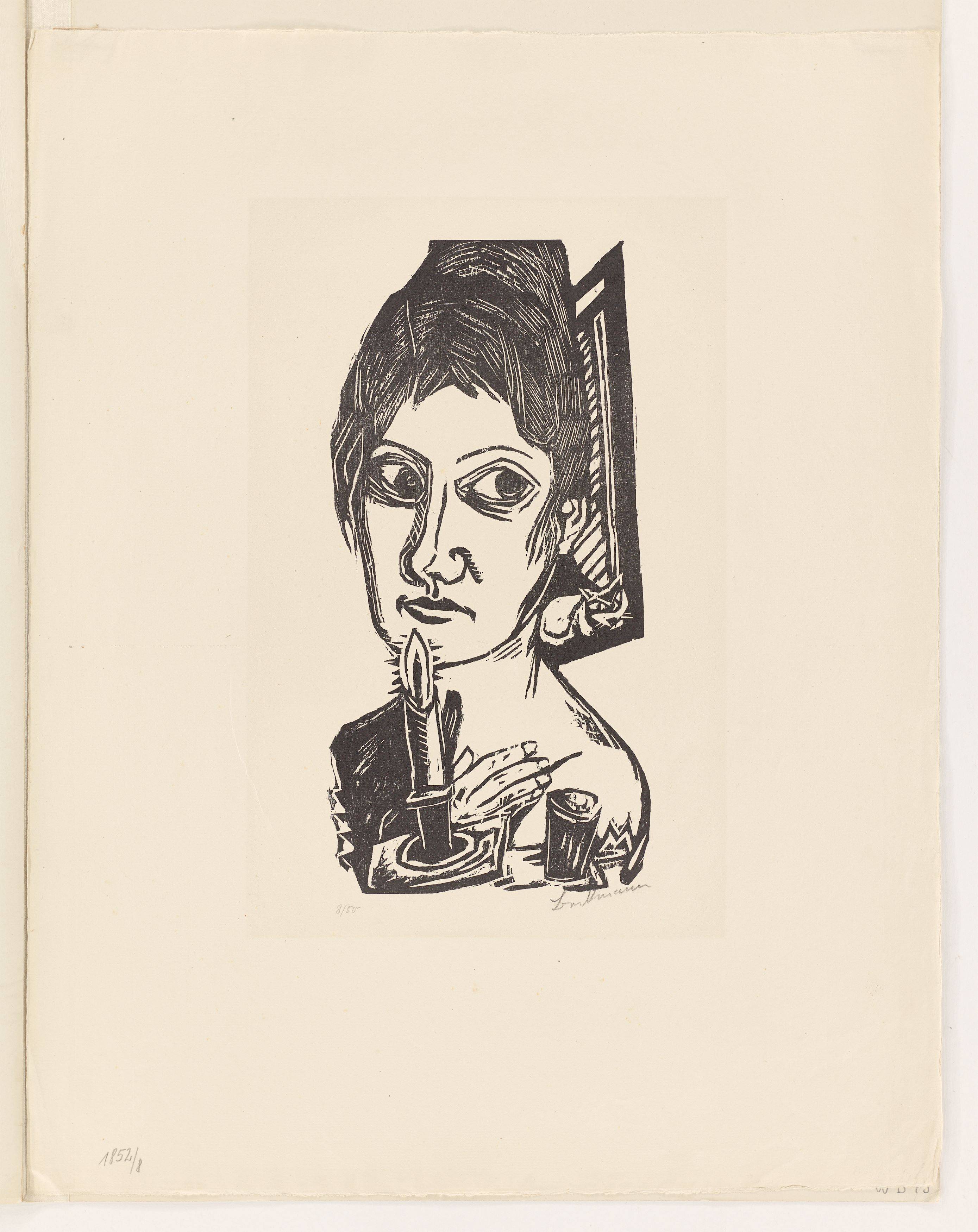Auf diesem Bild ist das folgende Kunstwerk zu sehen: Max Beckmann. „Frau mit Kerze“. 1920.