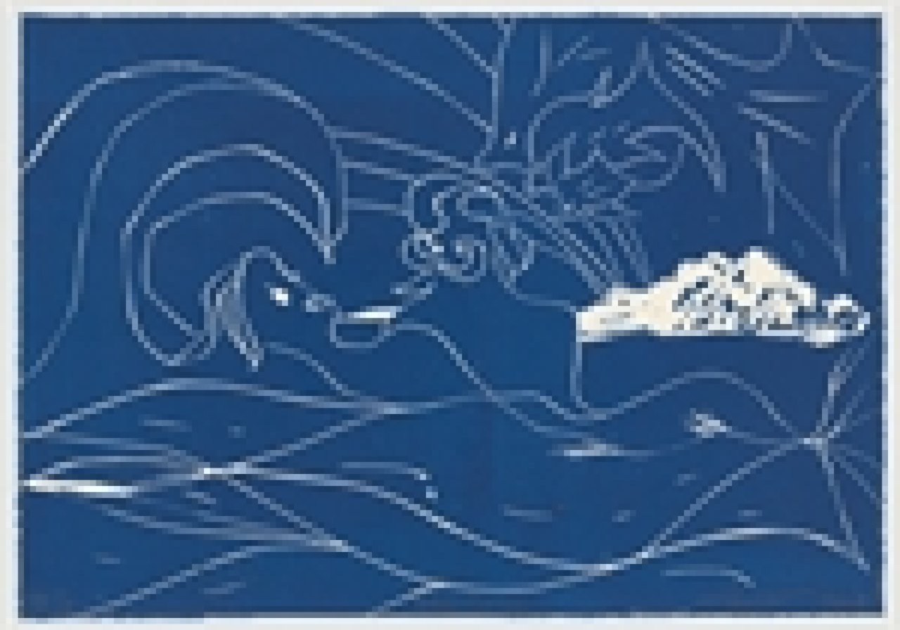 Auf diesem Bild ist das folgende Kunstwerk zu sehen: Chris Ofili. „Blue Siren“. 2006.