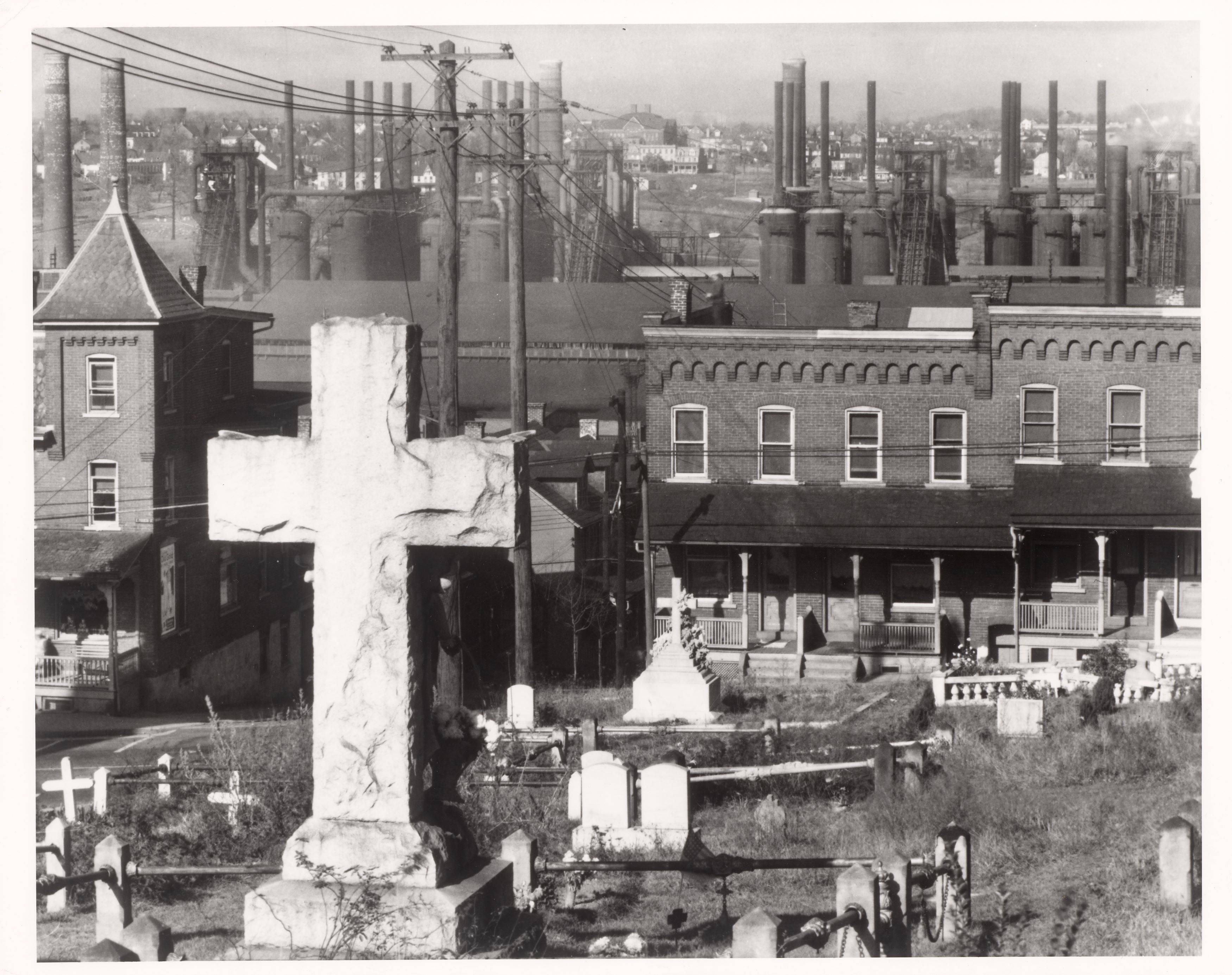 This picture shows the following artwork: Walker Evans. Bethlehem Graveyard and Steel Mill, Pennsylvania. 1935.