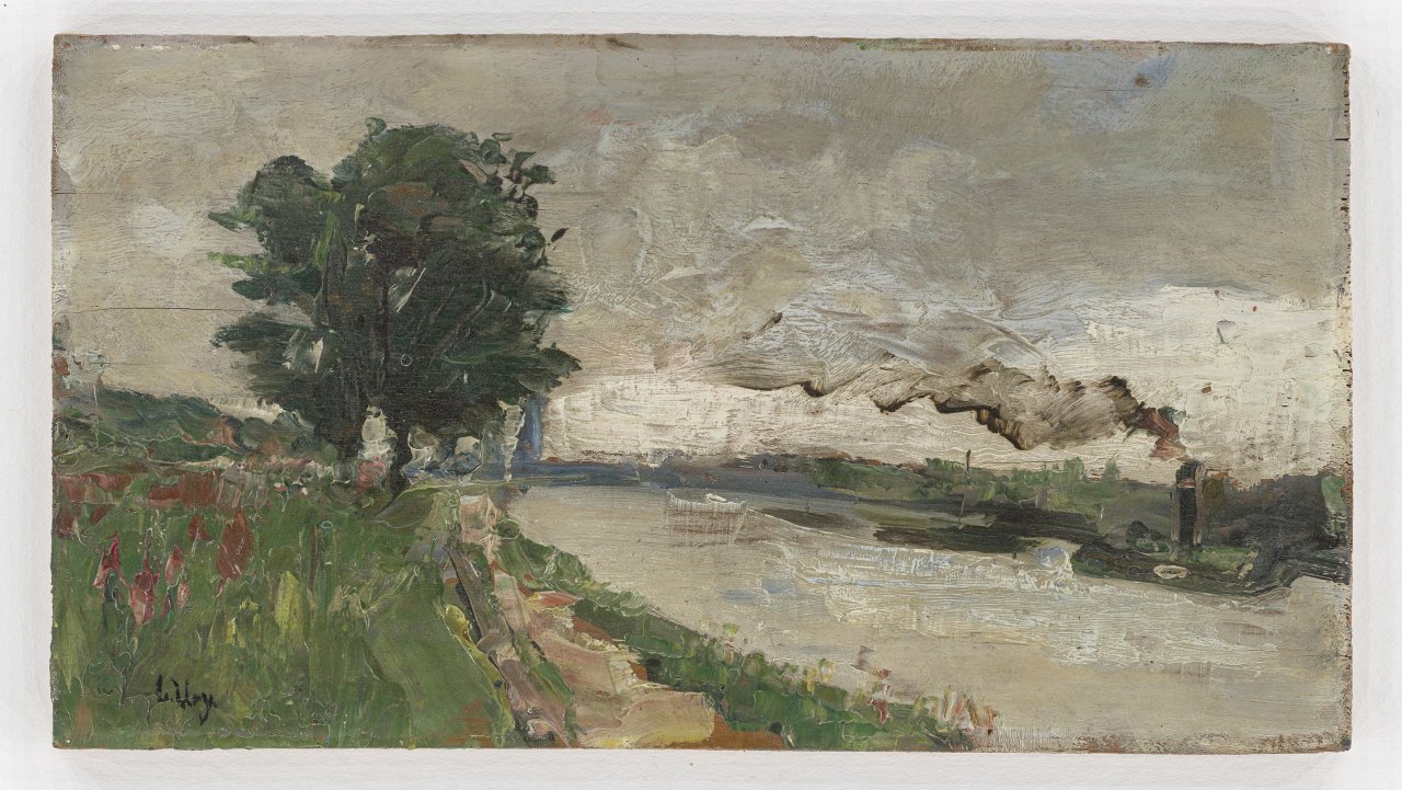 This picture shows the following artwork: Lesser Ury. ”Blick auf den Rhein”. Circa 1924.