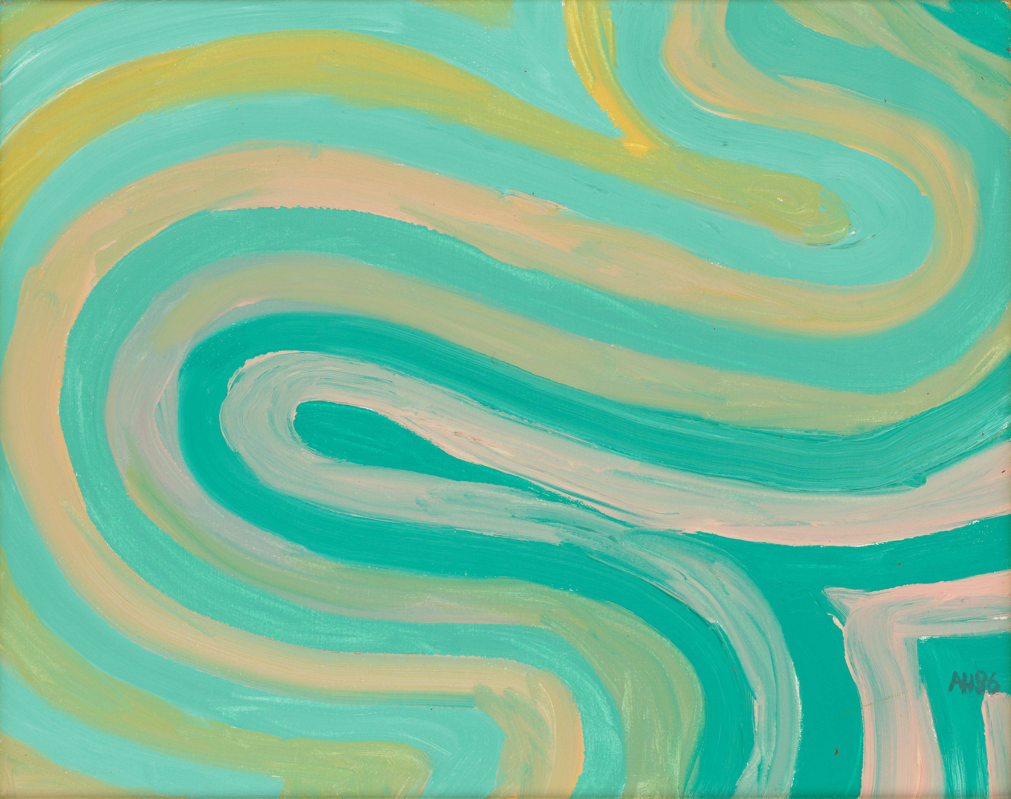 Auf diesem Bild ist das folgende Kunstwerk zu sehen: Anton Henning. „Moderne Streifen“. 1996.