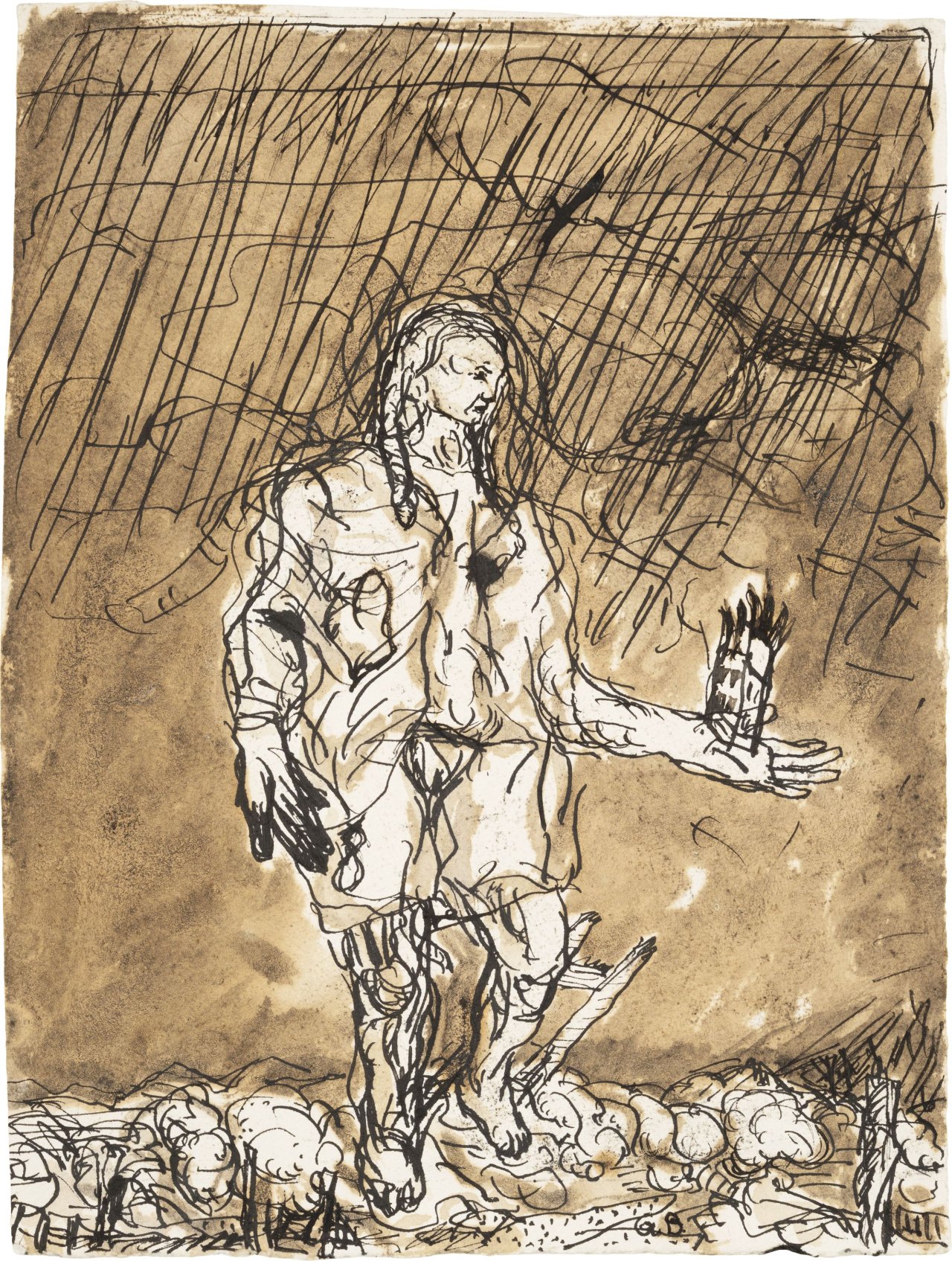 Auf diesem Bild ist das folgende Kunstwerk zu sehen: Georg Baselitz. „Hirte“. 1966.